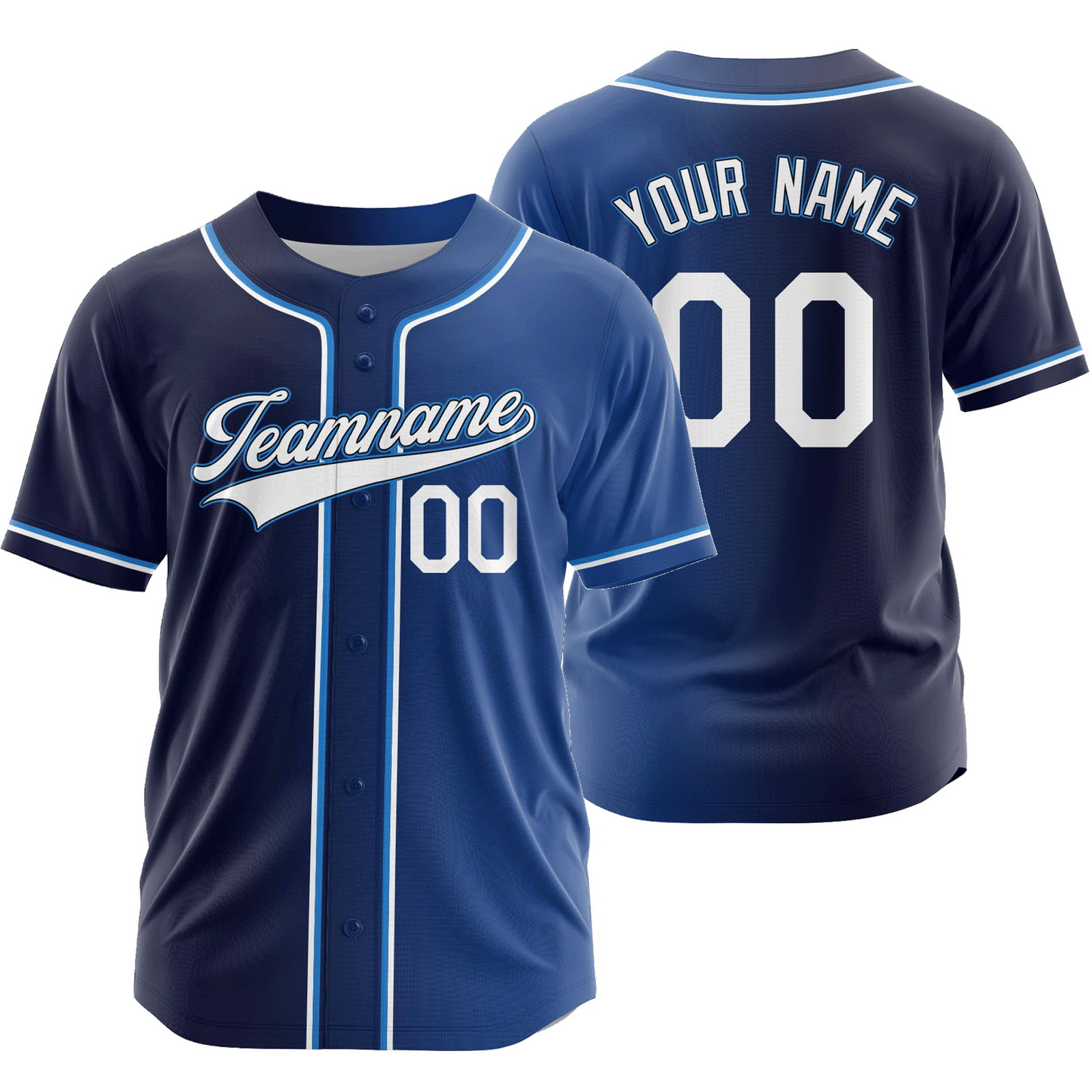 Custom Grey Blue Gradient Baseball Jersey Fashion Shirt
