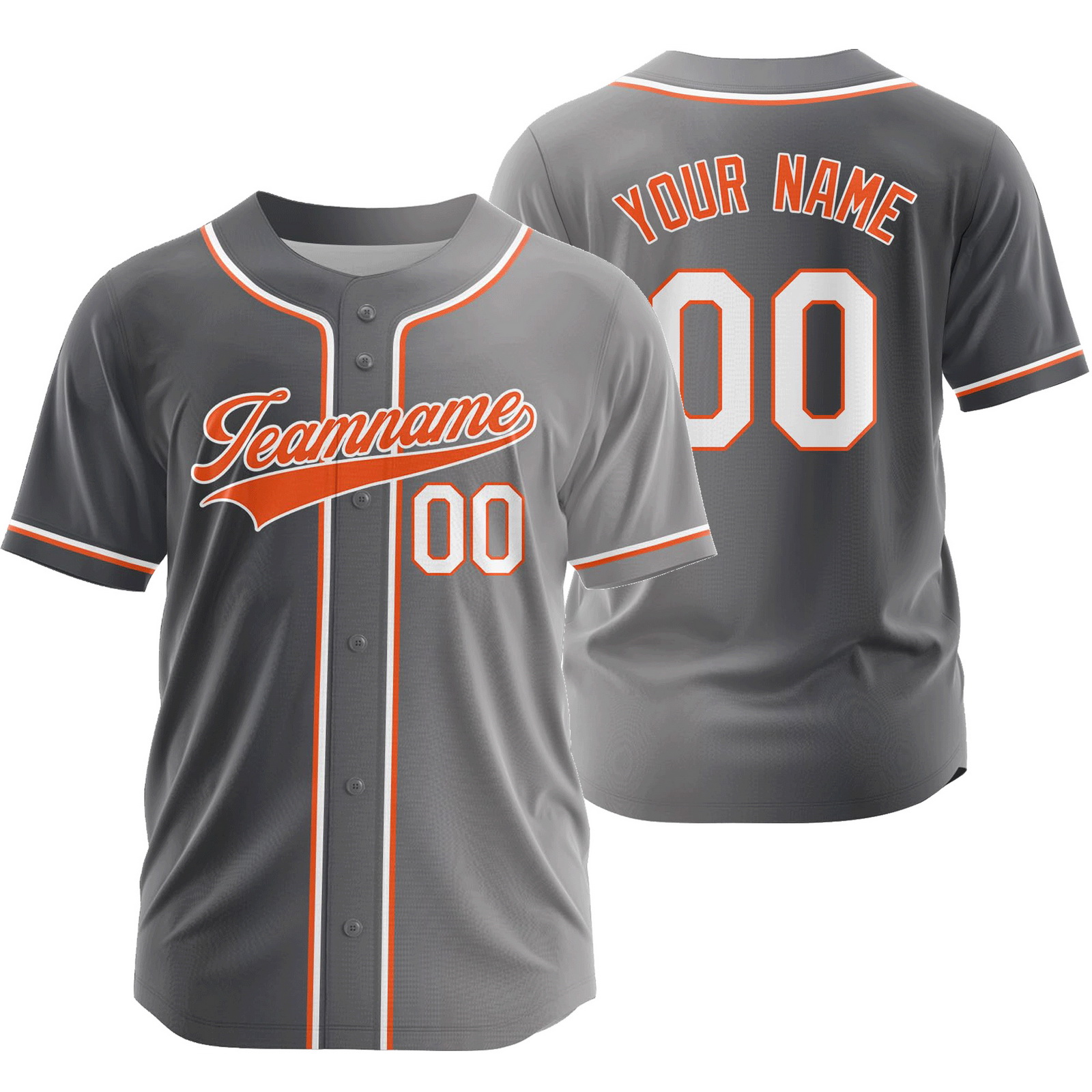 Custom Gray Grey Gradient Baseball Jersey Fashion Shirt