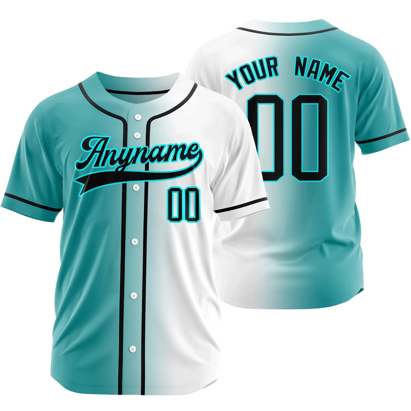Custom Green White B Gradient Baseball Jersey Team Sport Shirt