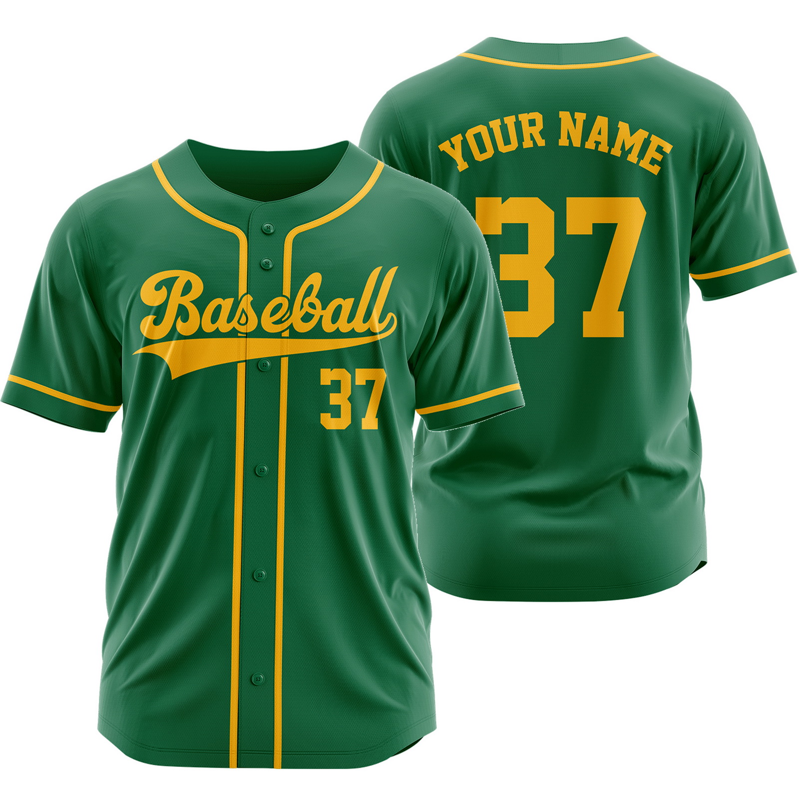 Custom Green Yellow Plain Baseball Jersey Fashion Sport Shirt