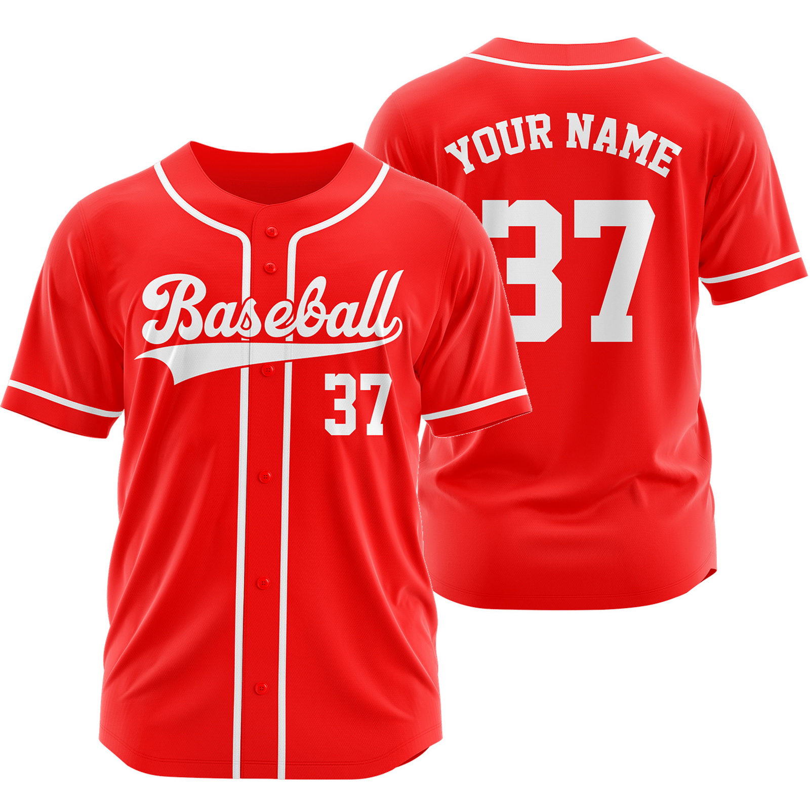 Custom Red White Plain Baseball Jersey Fashion Sport Shirt