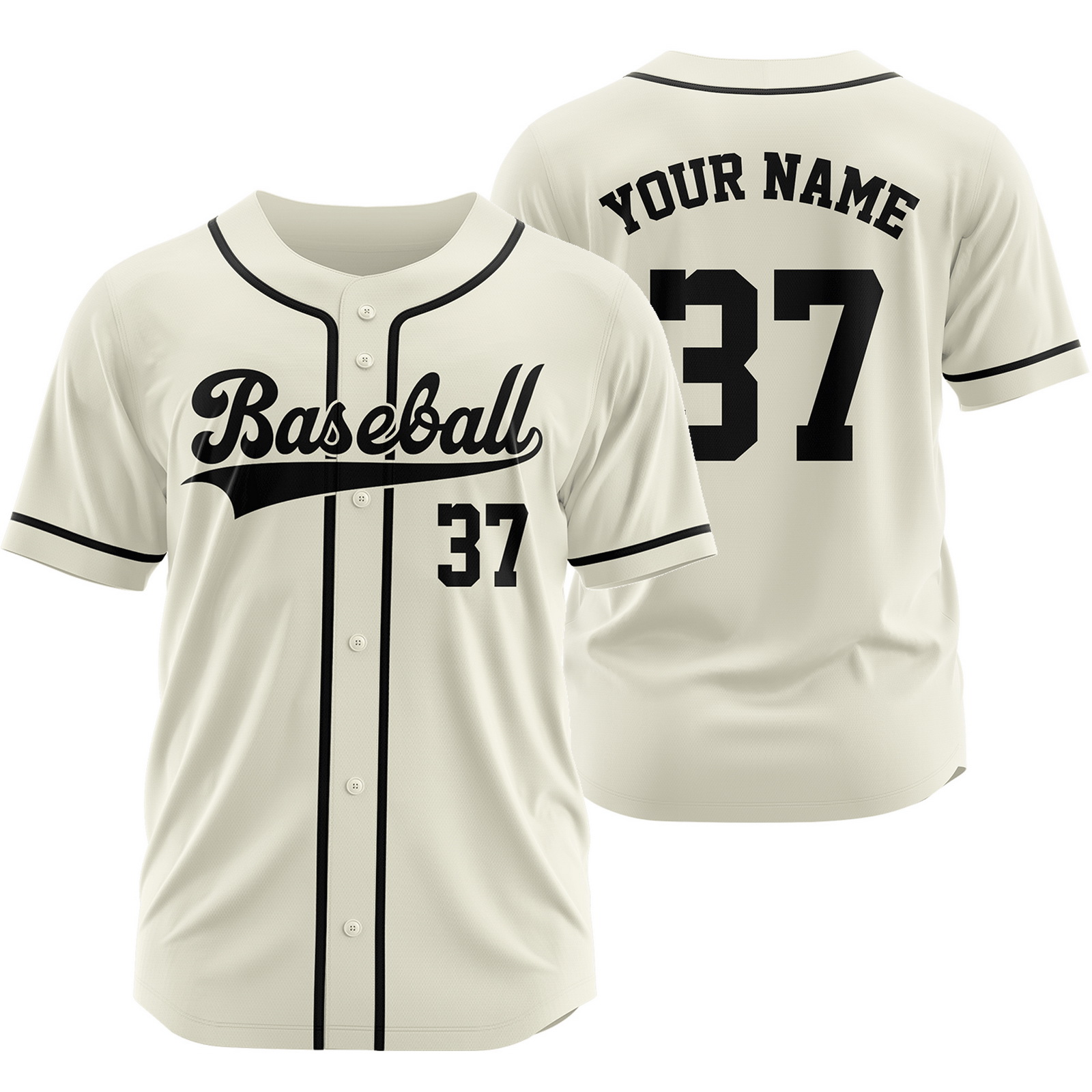 Custom Cream Black Plain Baseball Jersey Fashion Sport Shirt