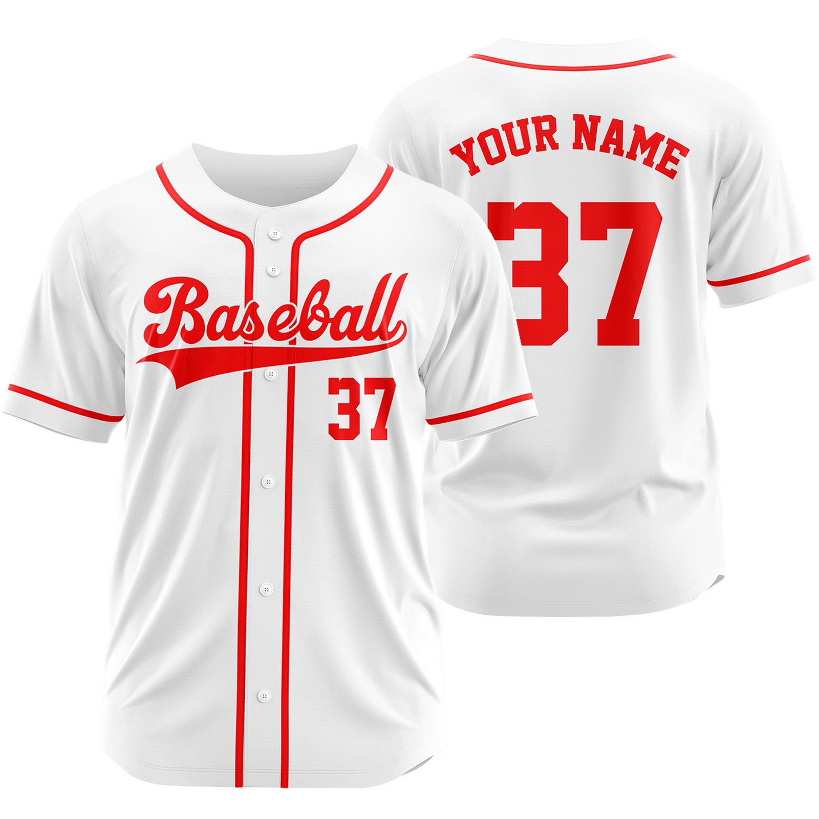 Custom White Red Plain Baseball Jersey Fashion Sport Shirt