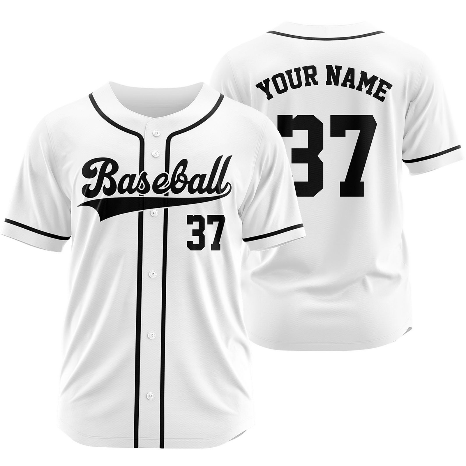 Custom White Black Plain Baseball Jersey Fashion Sport Shirt