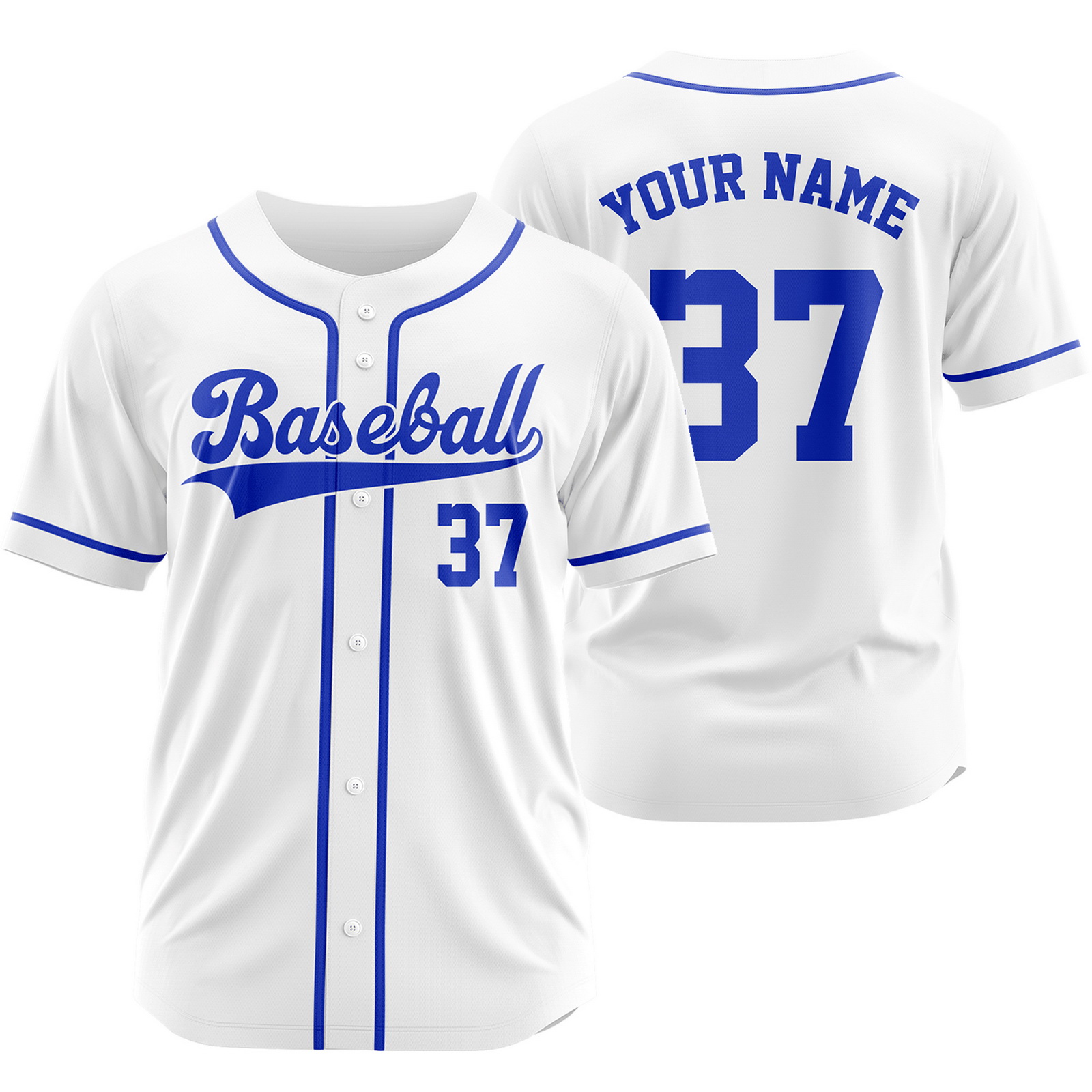 Custom White Blue Plain Baseball Jersey Fashion Sport Shirt