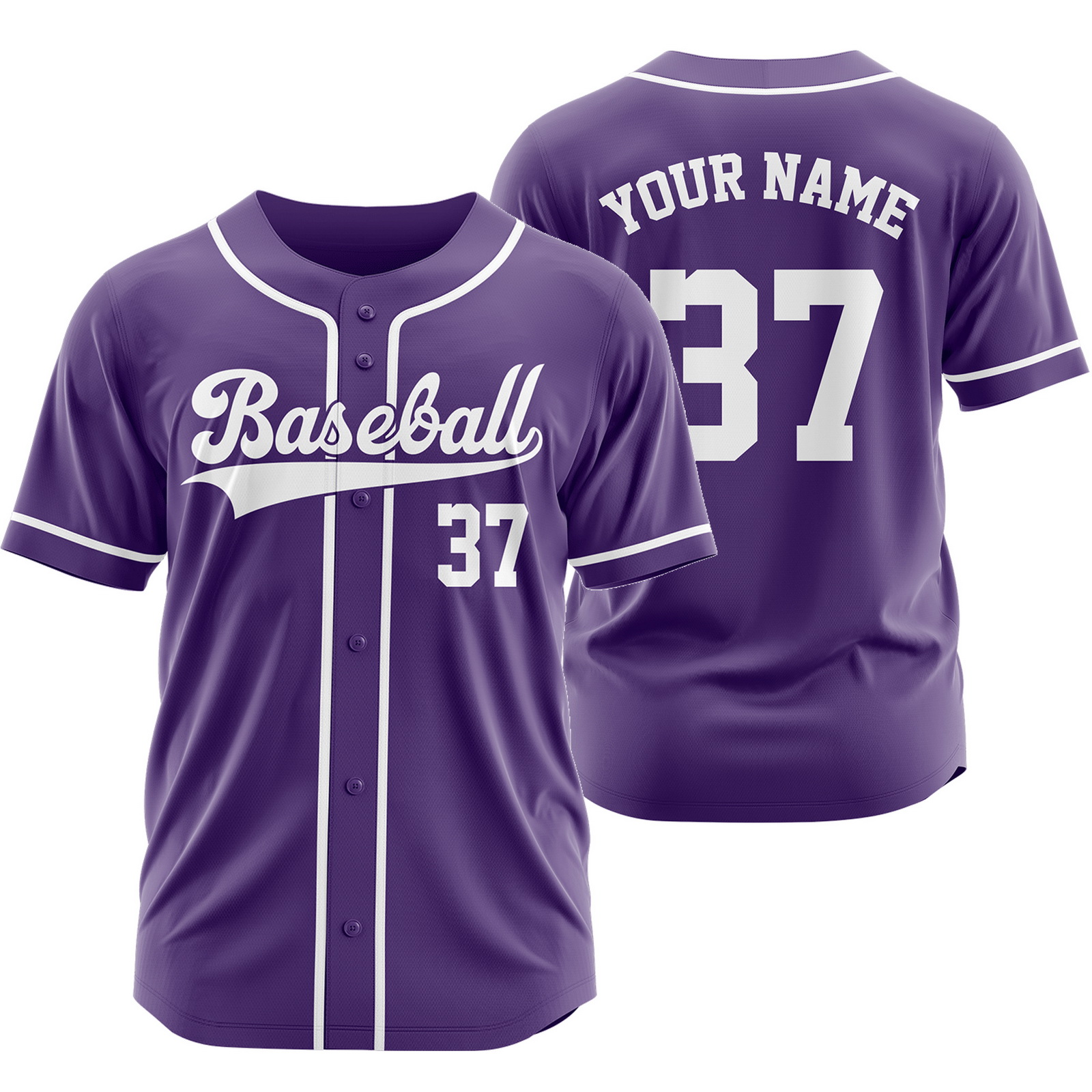 Custom Purple White Plain Baseball Jersey Fashion Sport Shirt