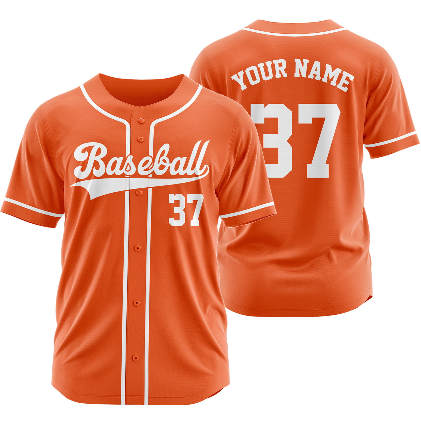 Custom Orange White Plain Baseball Jersey Fashion Sport Shirt