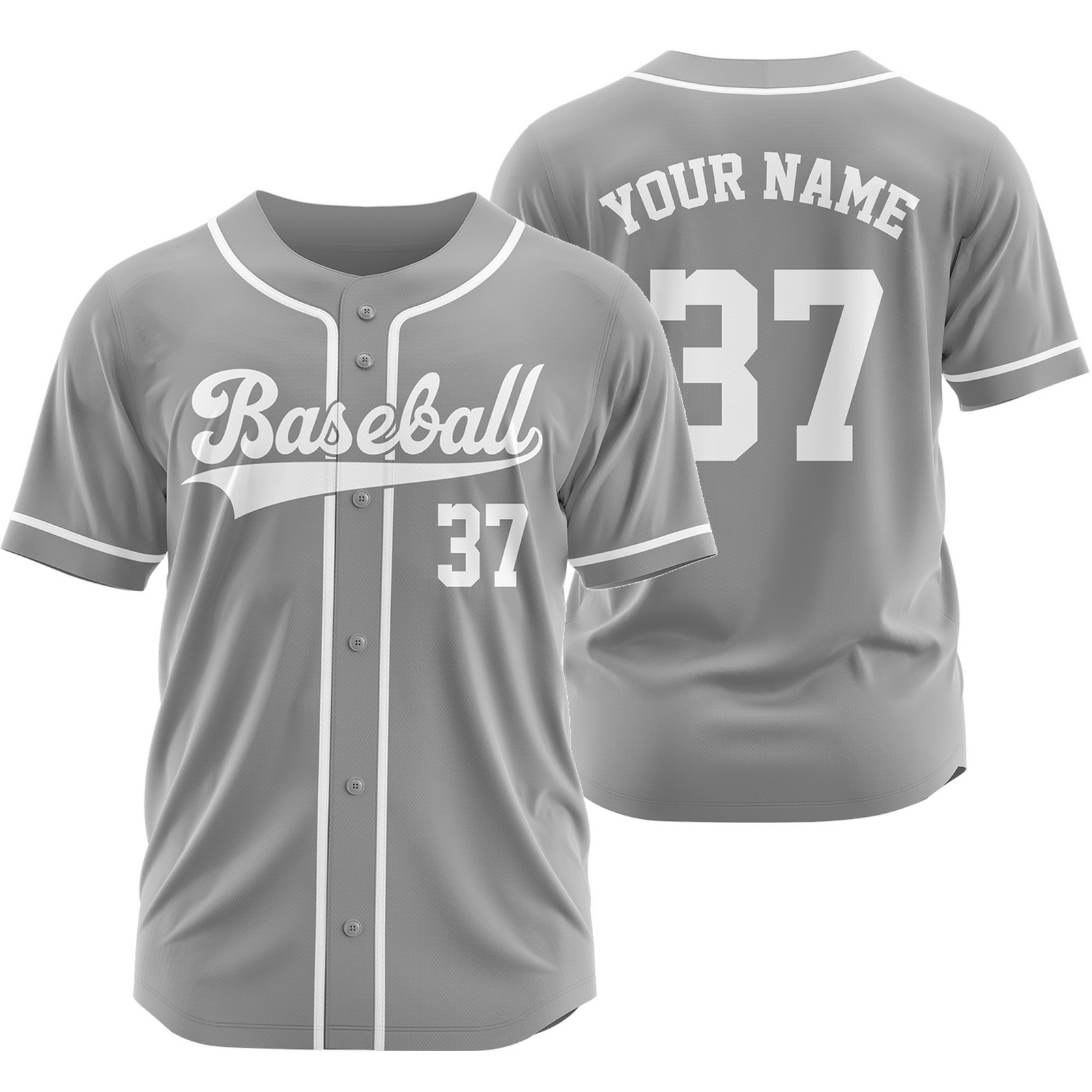 Custom Gray White Plain Baseball Jersey Fashion Sport Shirt