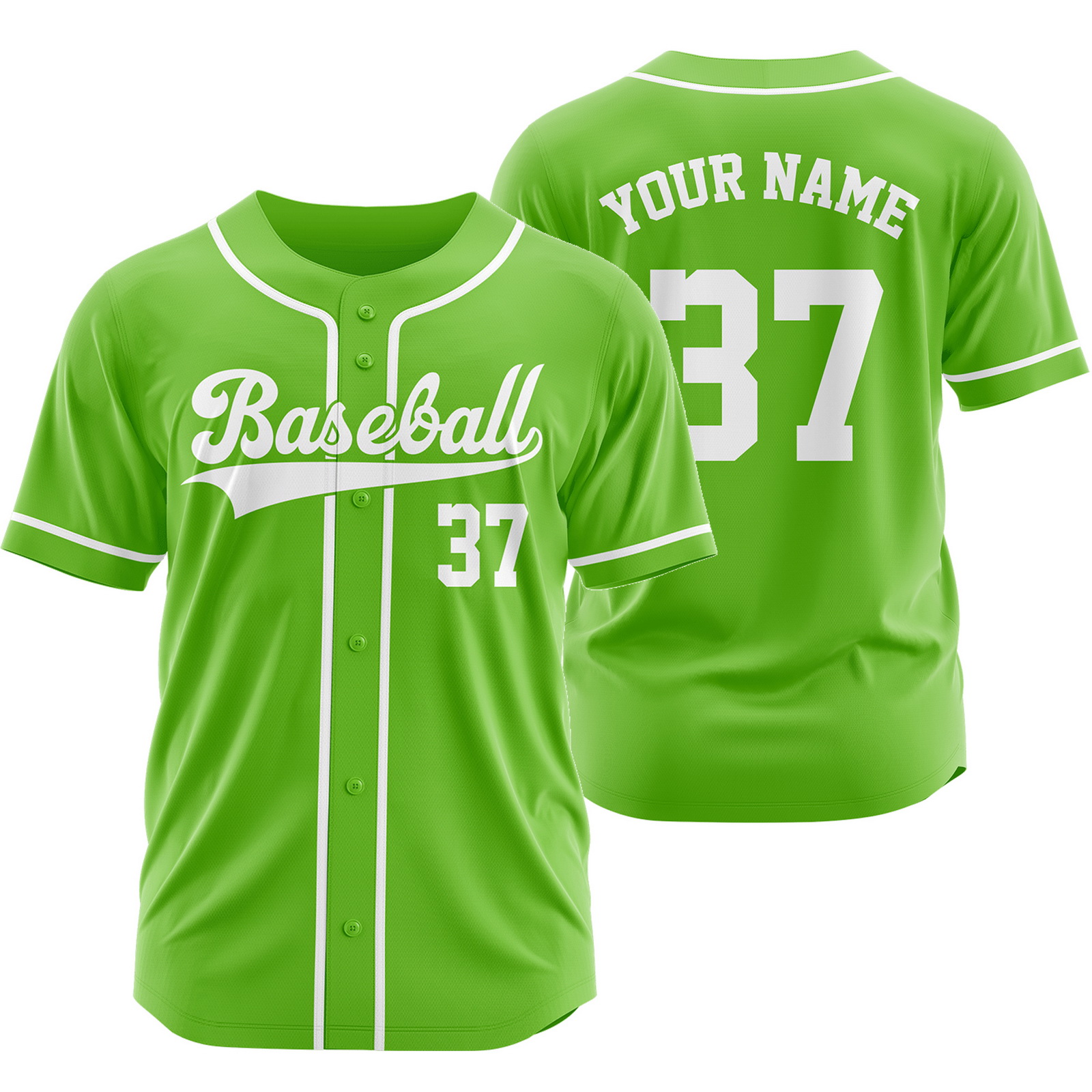 Custom Green White U Plain Baseball Jersey Fashion Sport Shirt
