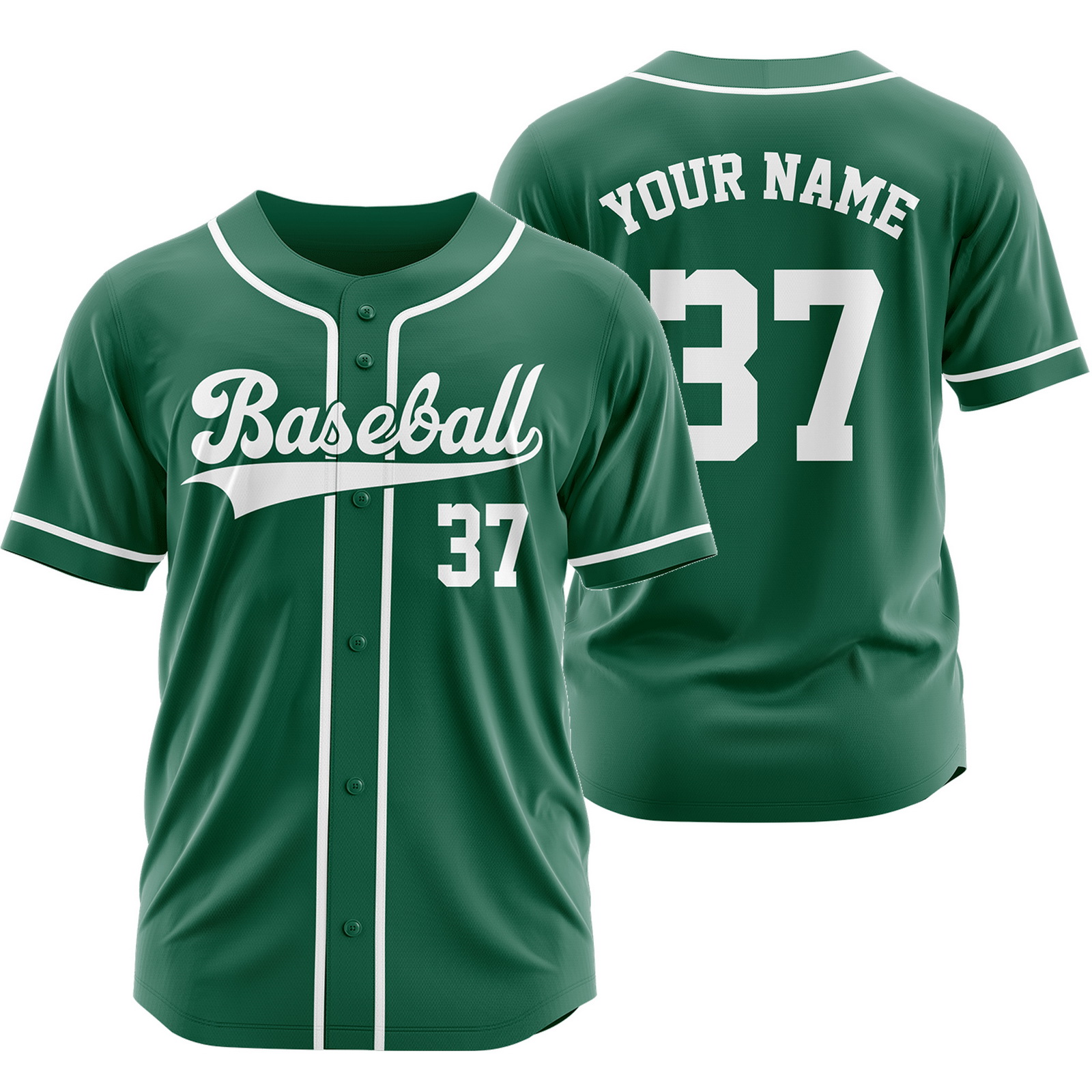 Custom Green White F Plain Baseball Jersey Fashion Sport Shirt