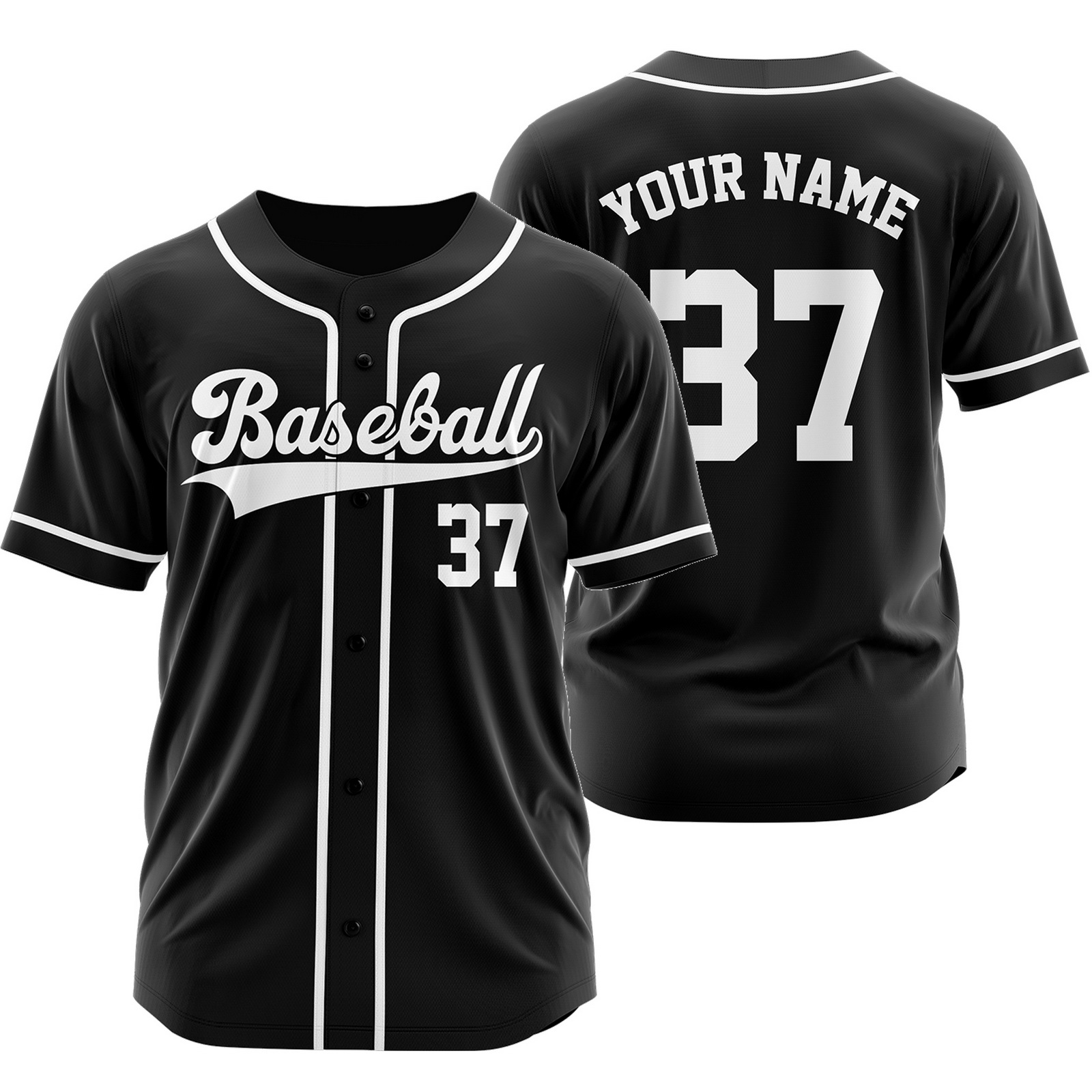 Custom Black White Plain Baseball Jersey Fashion Sport Shirt