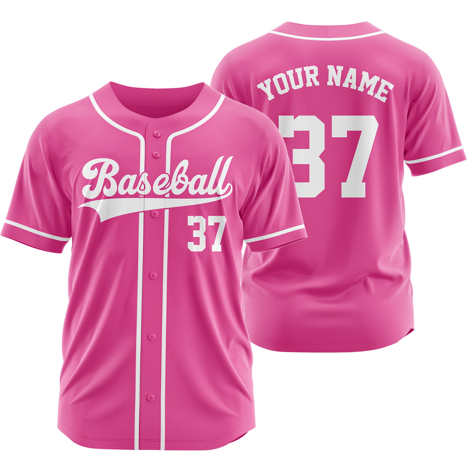 Custom Pink White Plain Baseball Jersey Fashion Sport Shirt