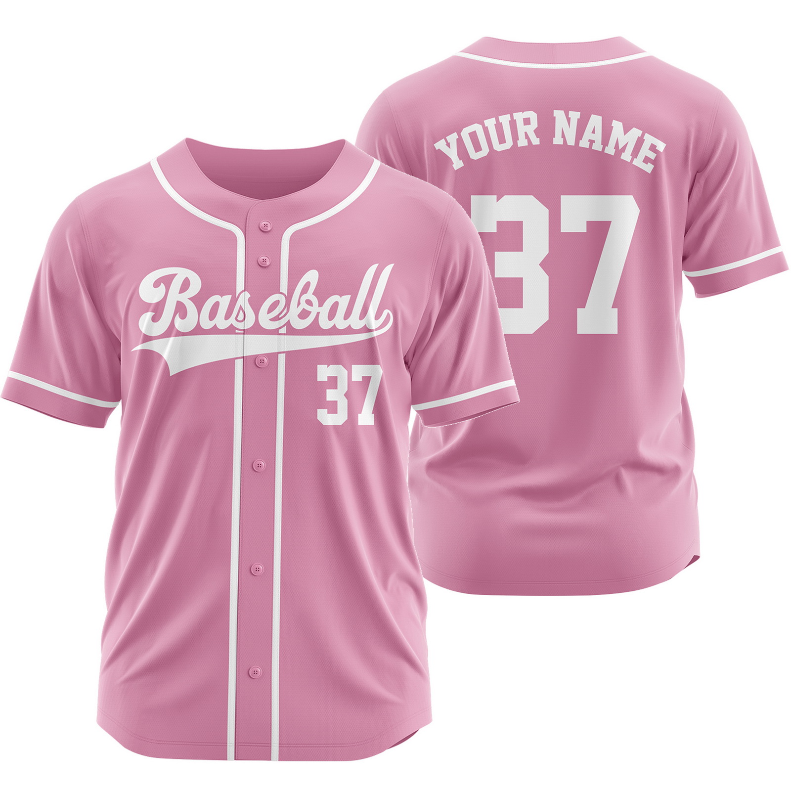 Custom Pink White E Plain Baseball Jersey Fashion Sport Shirt