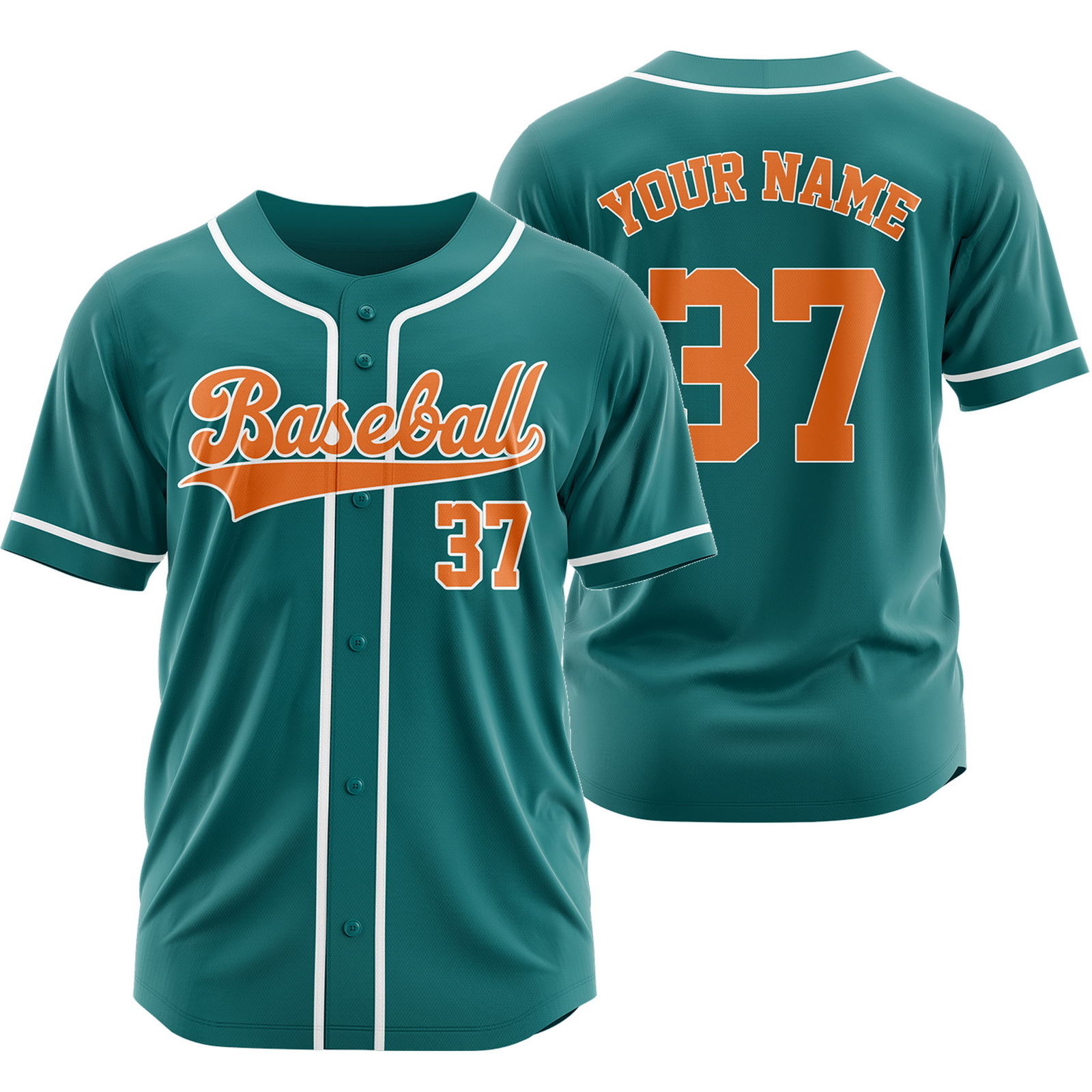 Custom Green Orange Plain Baseball Jersey Fashion Sport Shirt