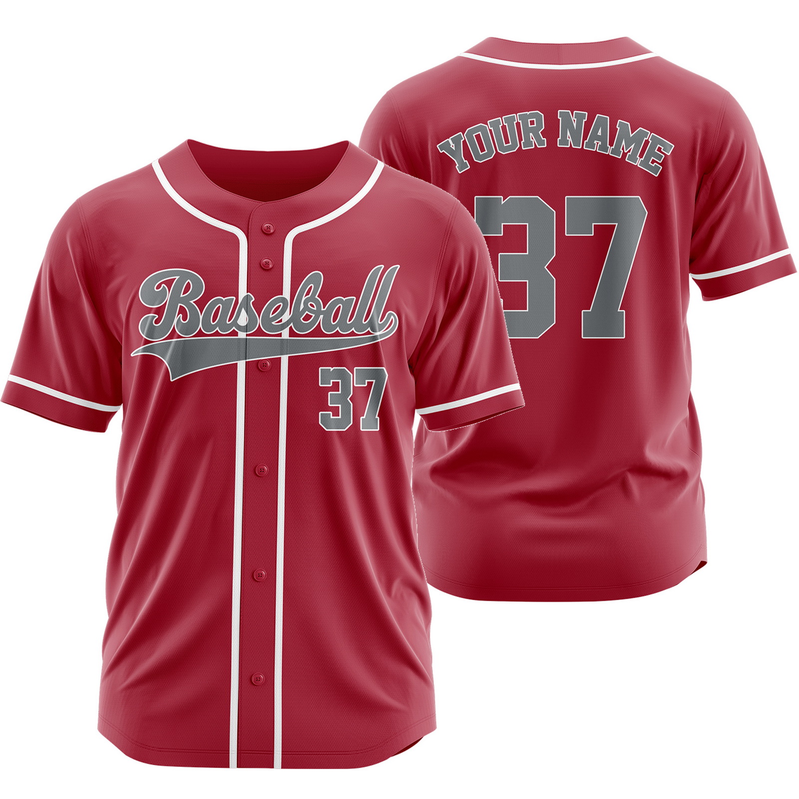 Custom Maroon Gray Plain Baseball Jersey Fashion Sport Shirt
