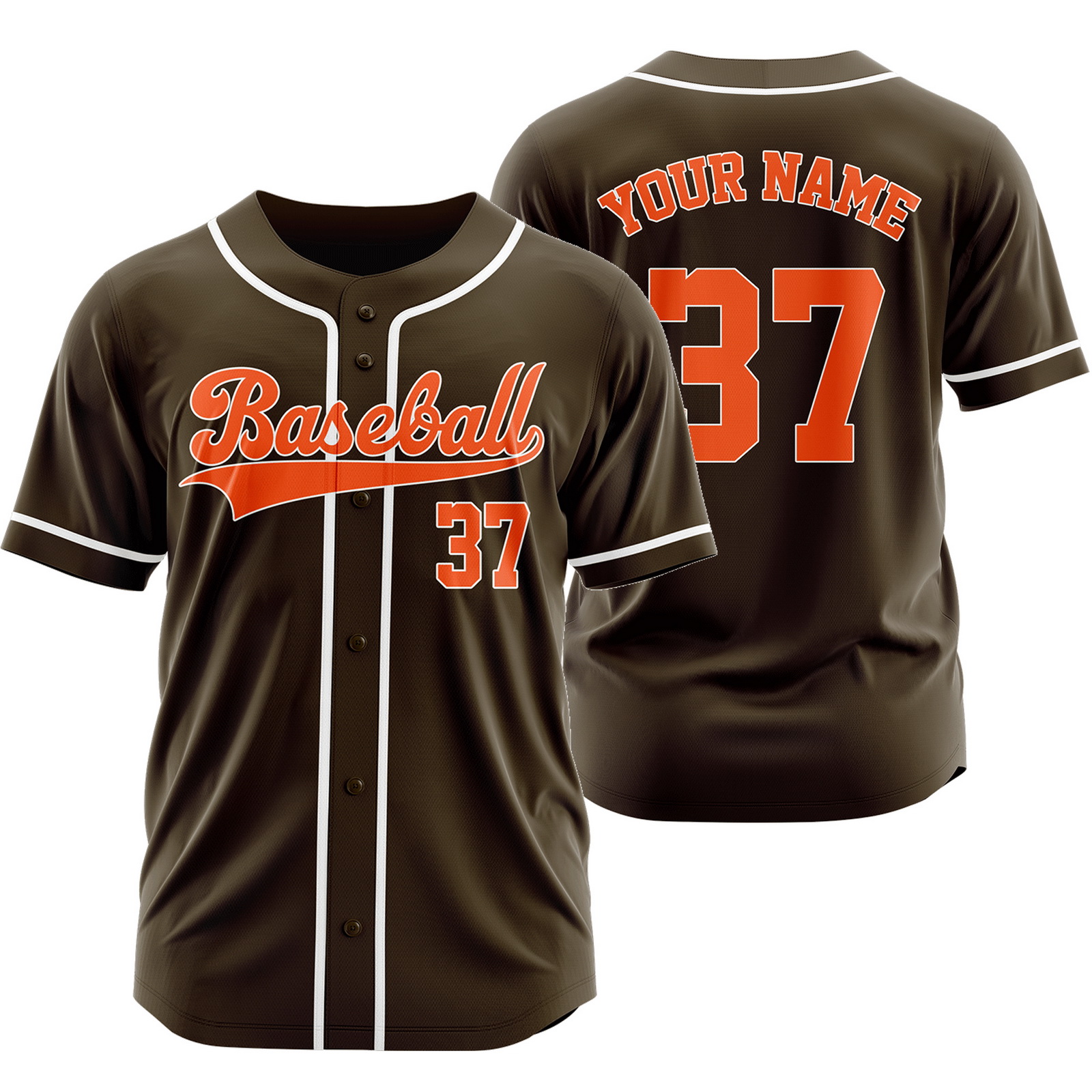 Custom Brown Orange Plain Baseball Jersey Fashion Sport Shirt