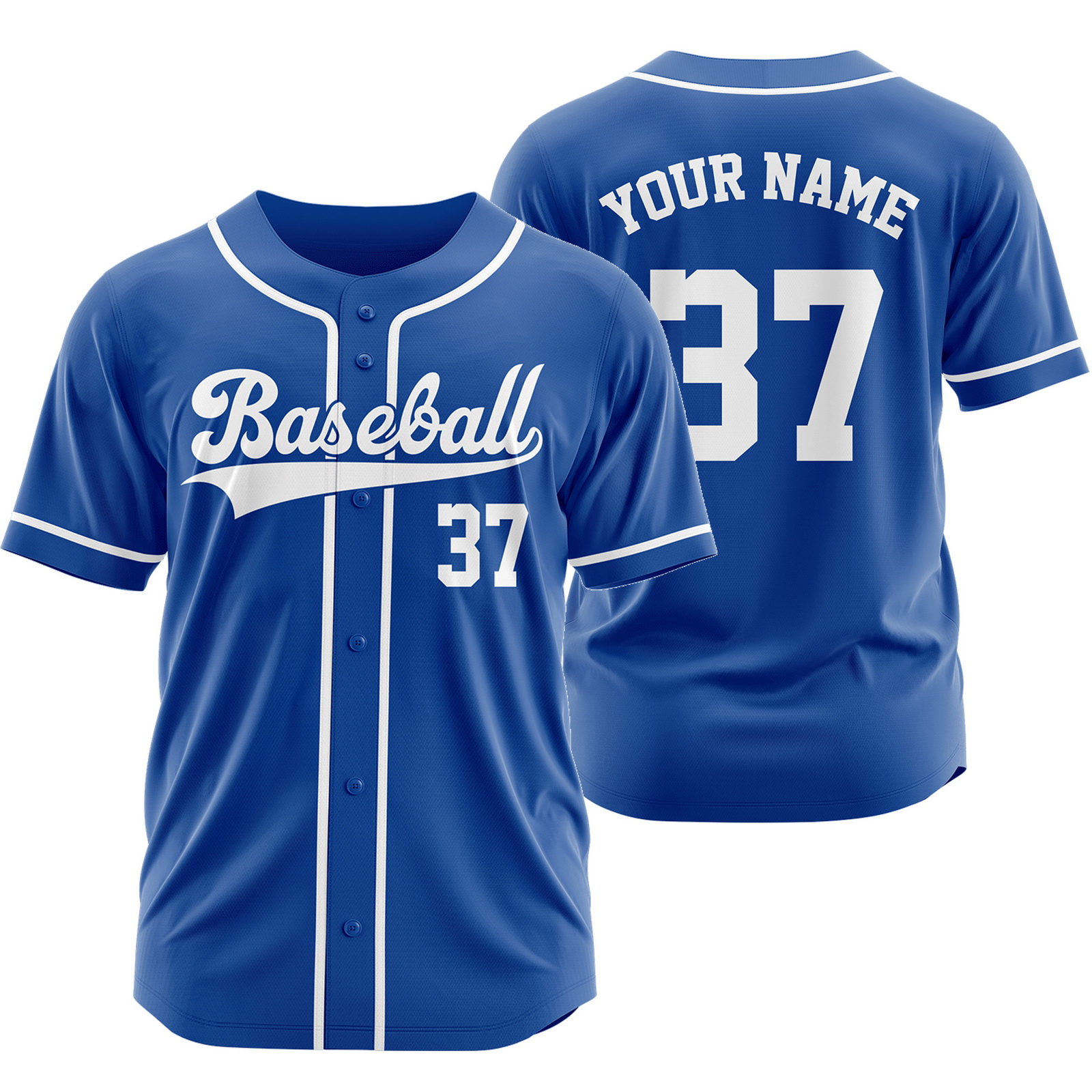 Custom Blue White Plain Baseball Jersey Fashion Sport Shirt