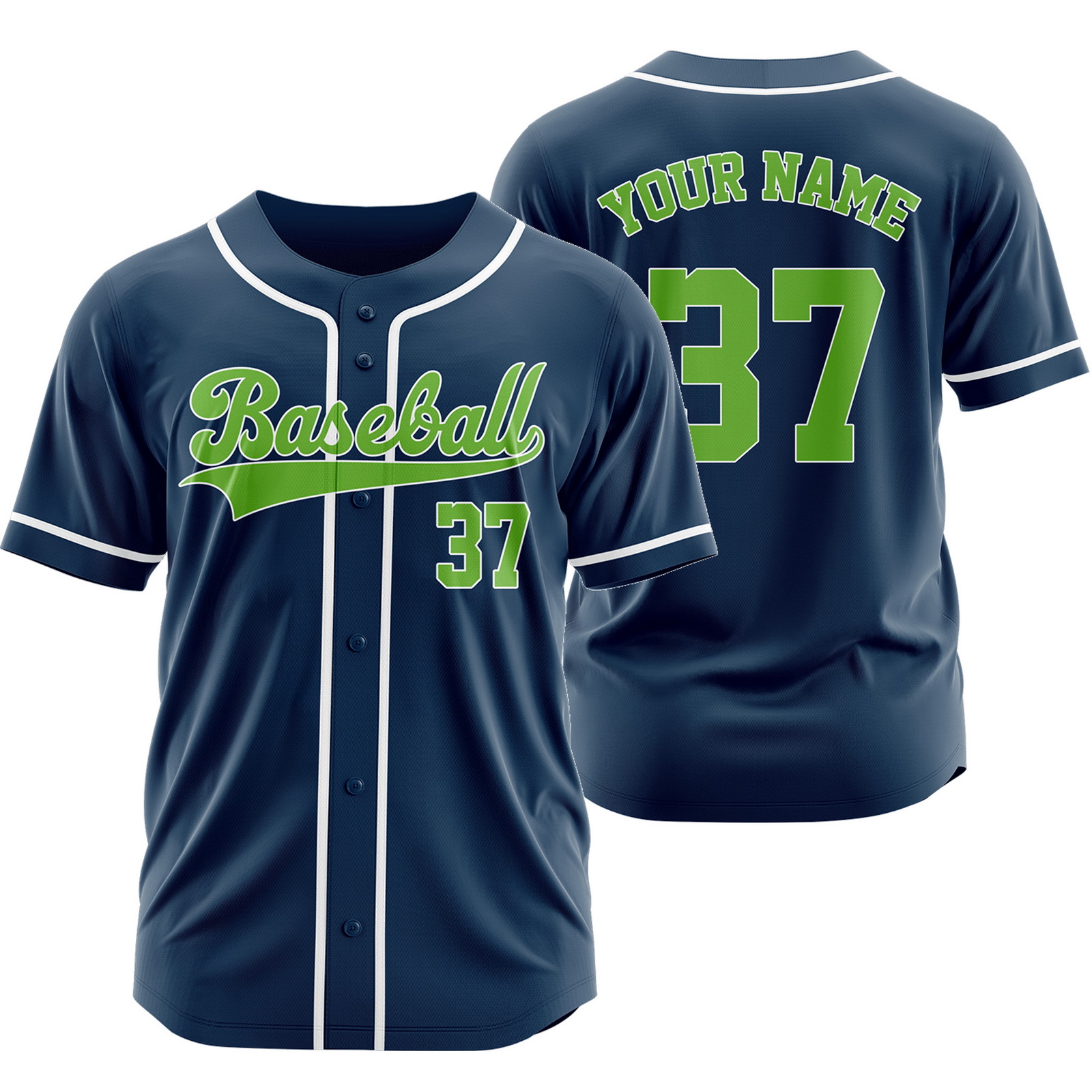Custom Blue Green Plain Baseball Jersey Fashion Sport Shirt