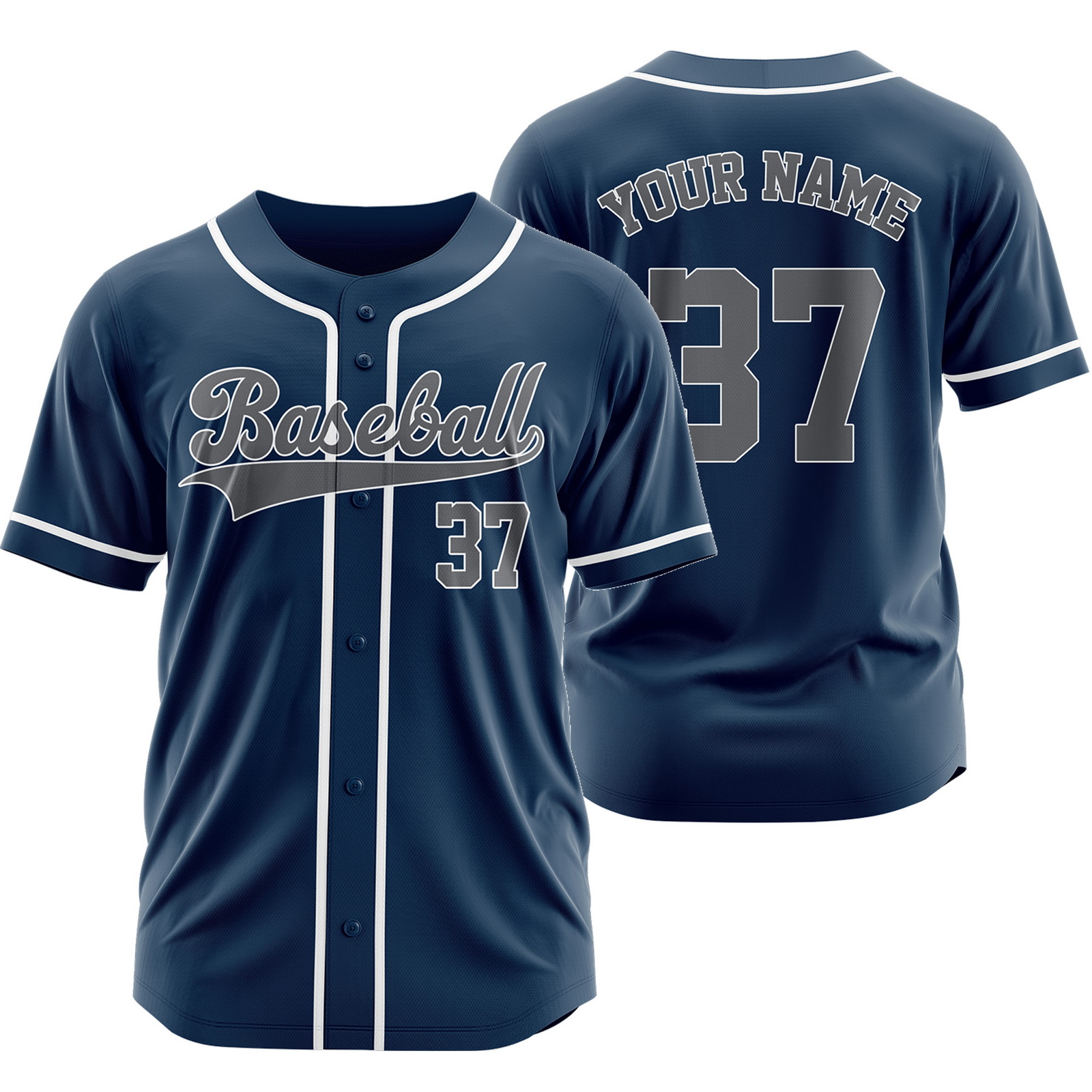 Custom Blue Gray B Plain Baseball Jersey Fashion Sport Shirt