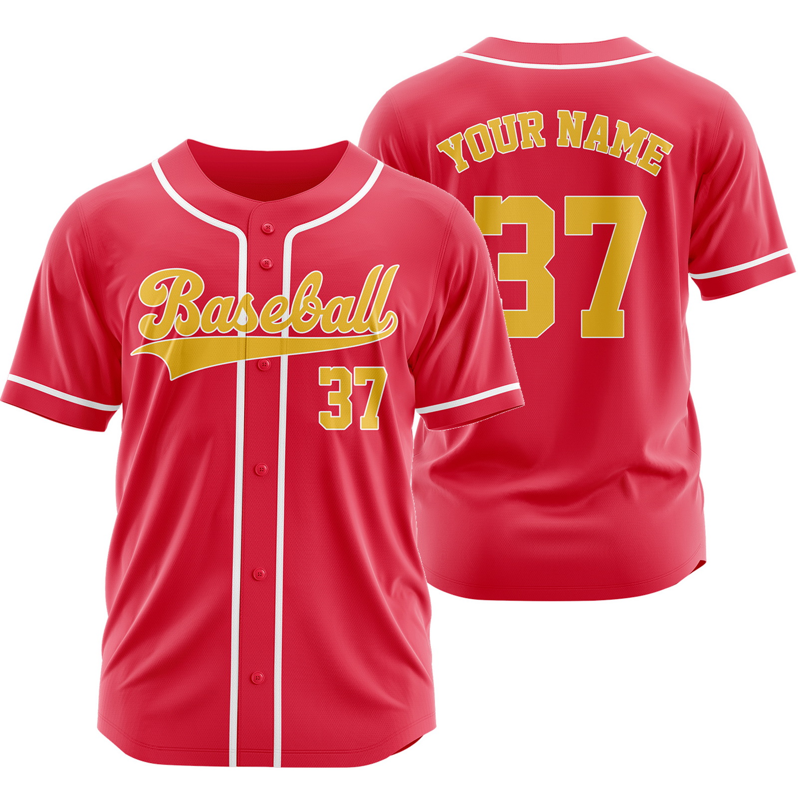 Custom Red Orange Plain Baseball Jersey Fashion Sport Shirt
