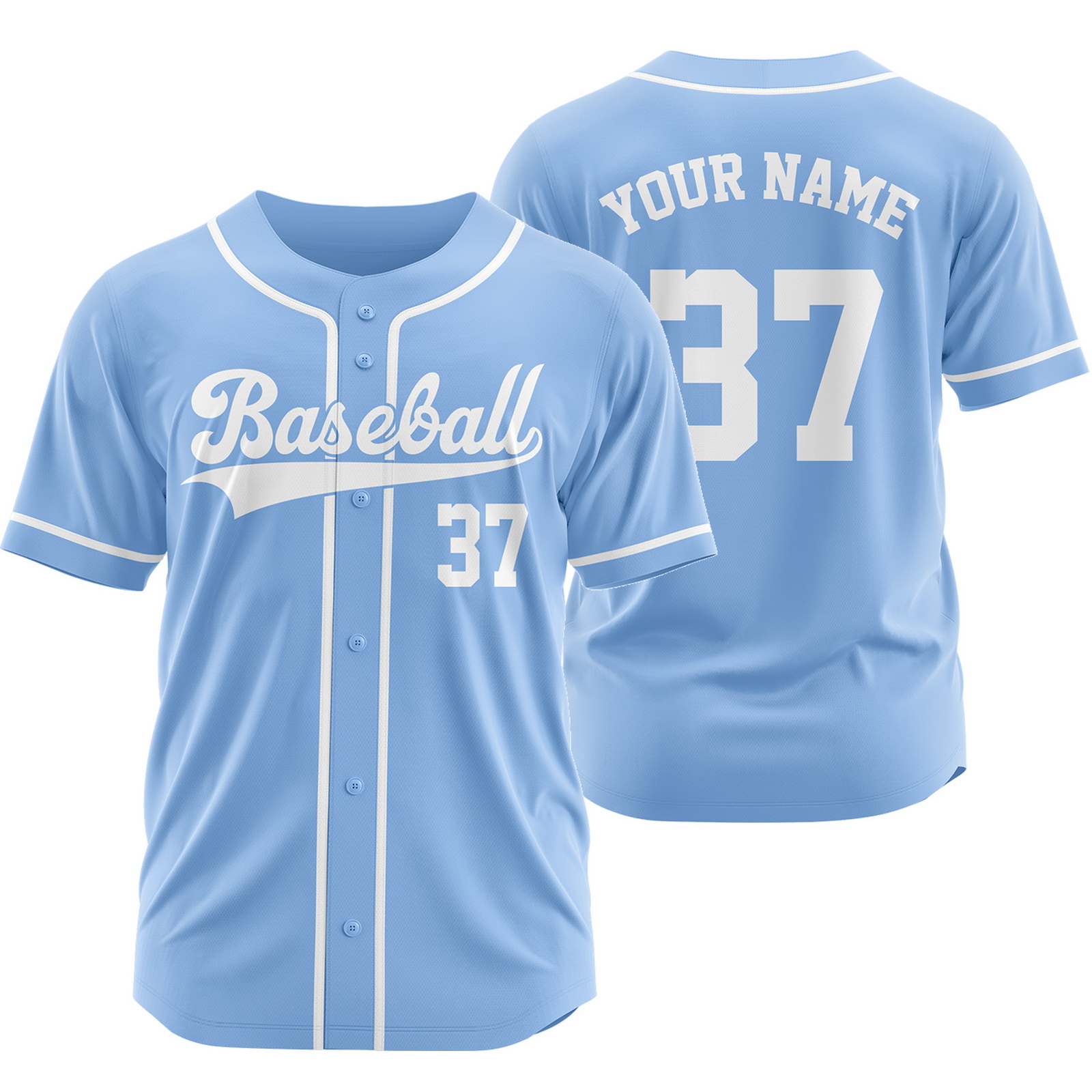 Custom Blue White A Plain Baseball Jersey Fashion Sport Shirt