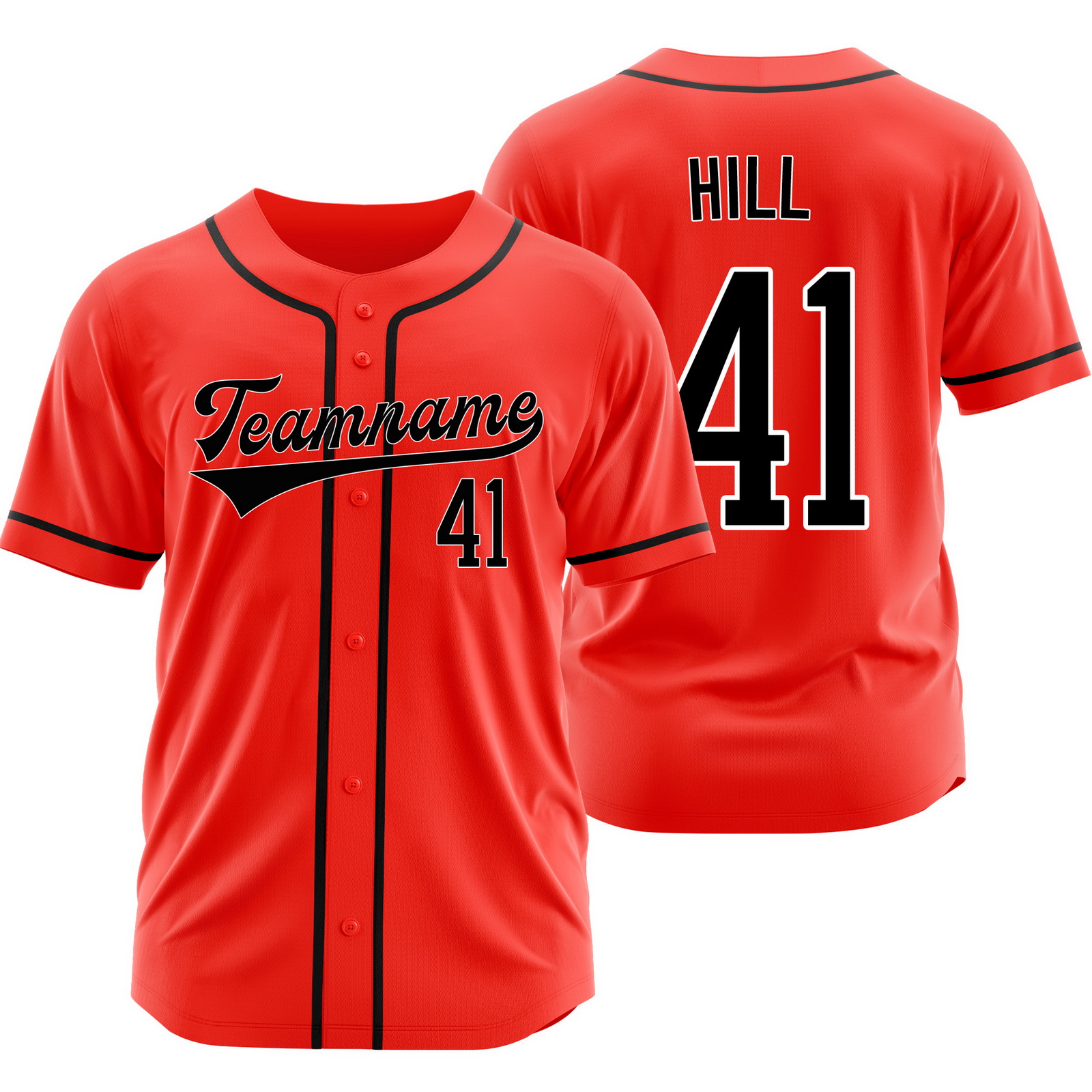 Tim Hill Red Black Plain Baseball Jersey Fashion Shirt