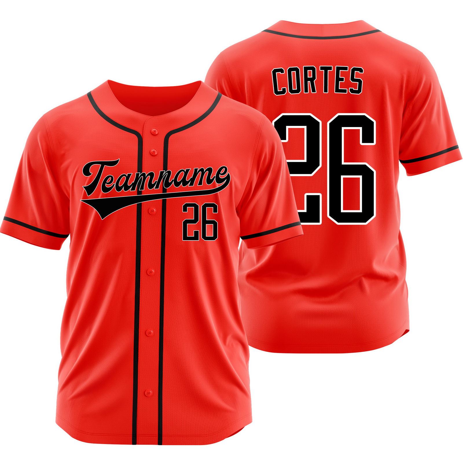 Carlos Cortes Red Black Baseball Jersey Game Day Shirt