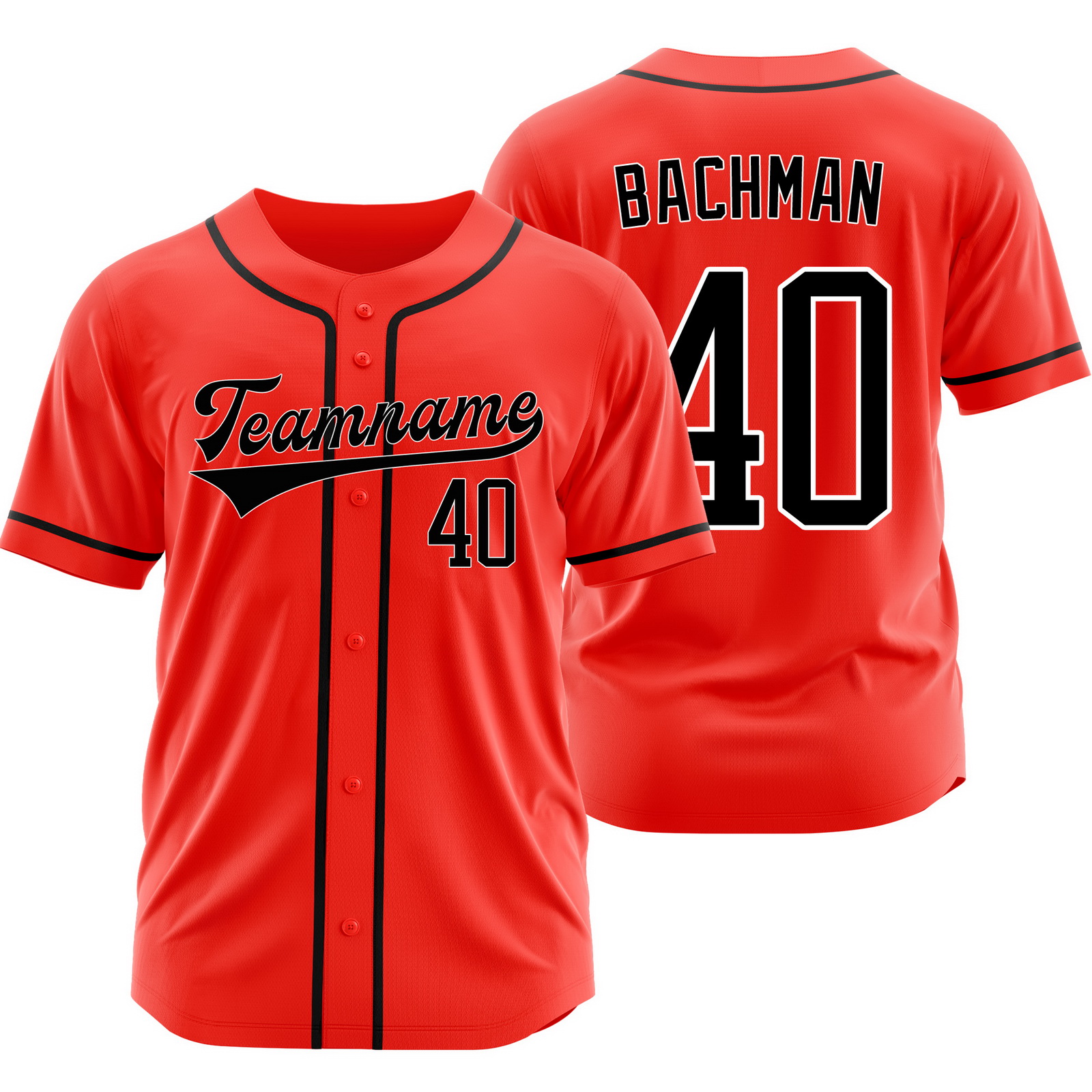 Sam Bachman Red Black Plain Baseball Jersey Fashion Shirt