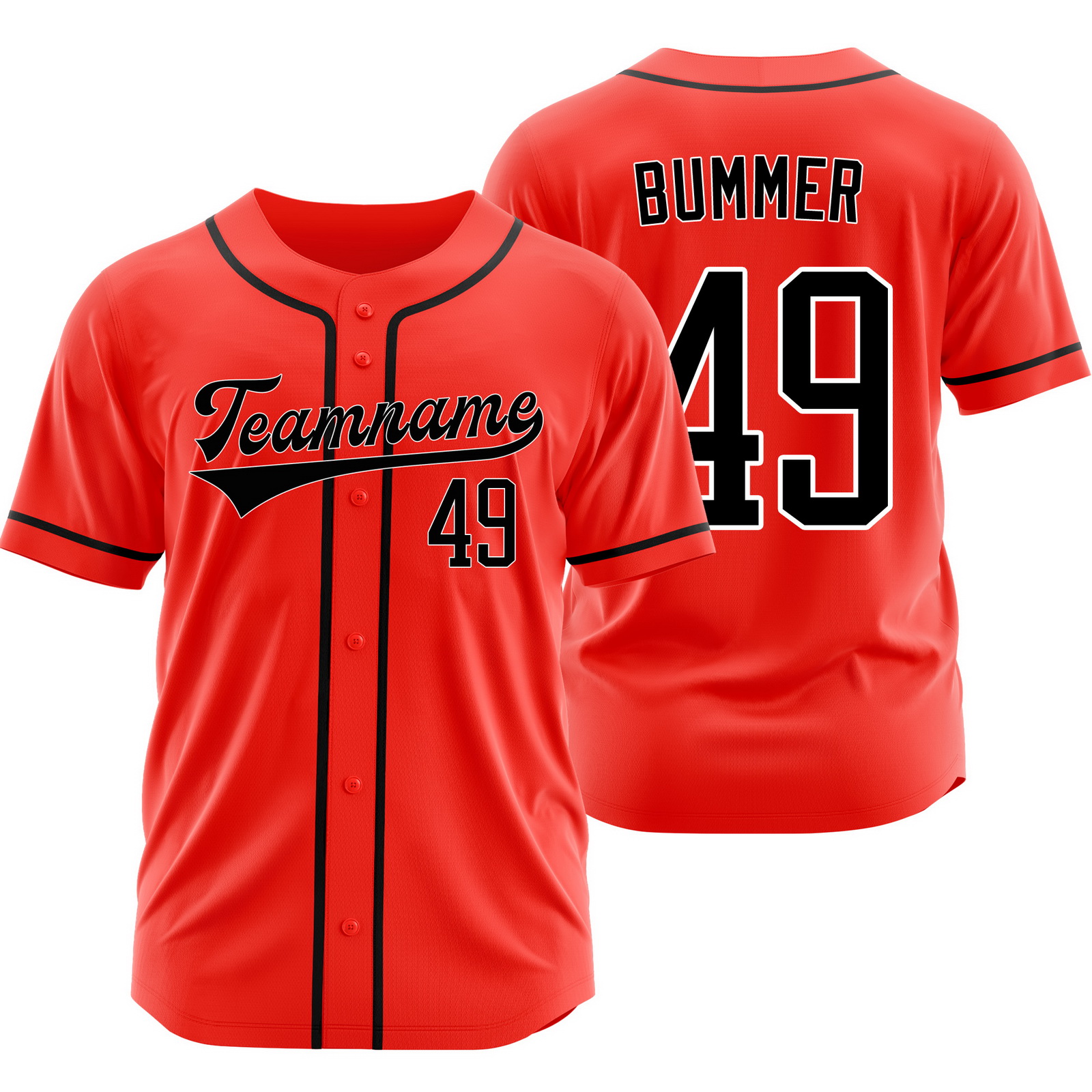 Aaron Bummer Red Black Baseball Jersey Mesh Softball Shirt