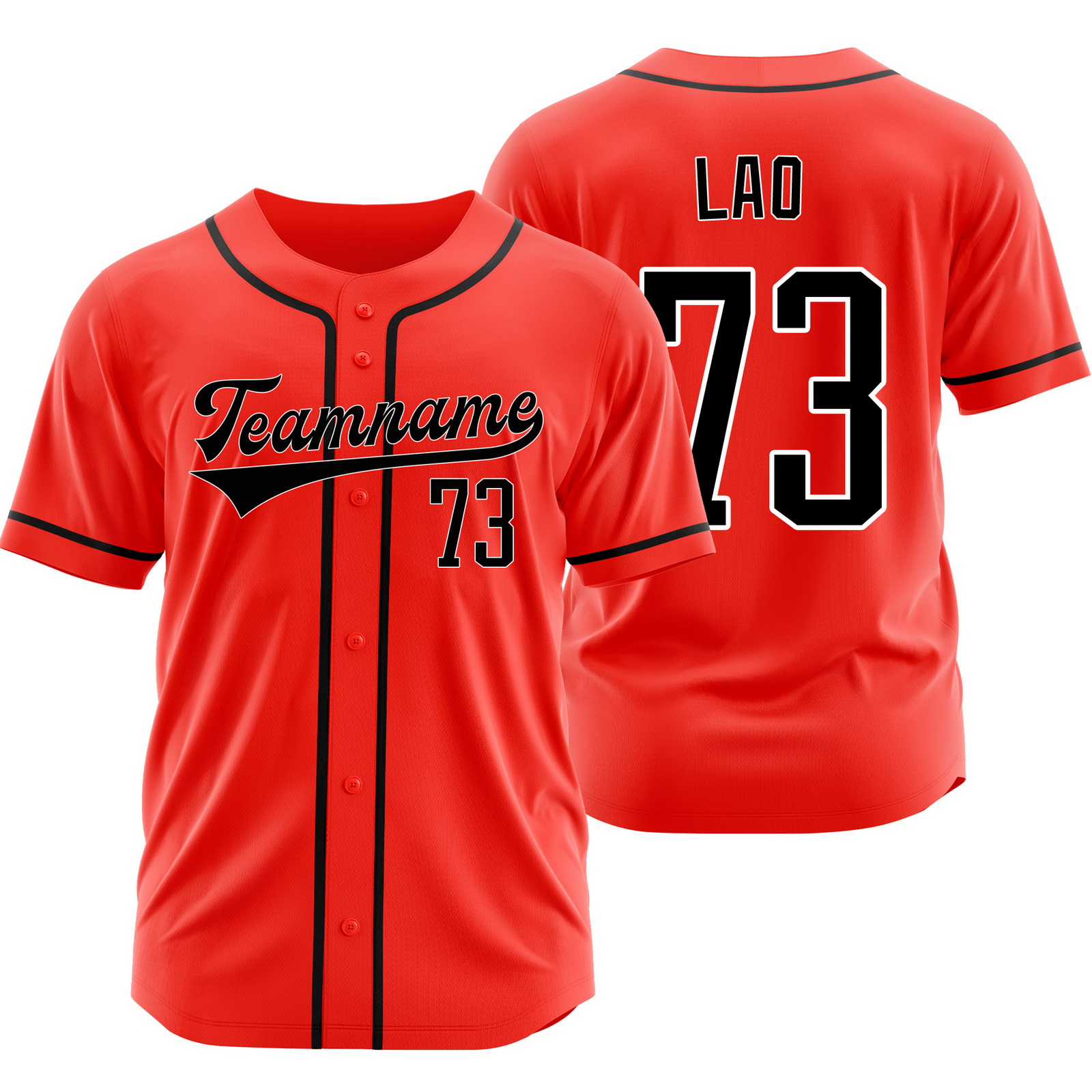 Sauryn Lao Red Black Baseball Jersey Game Day Shirt