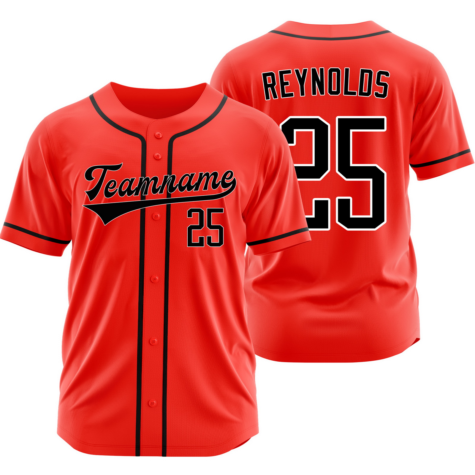 Sean Reynolds Red Black Baseball Jersey Team Sport Shirt
