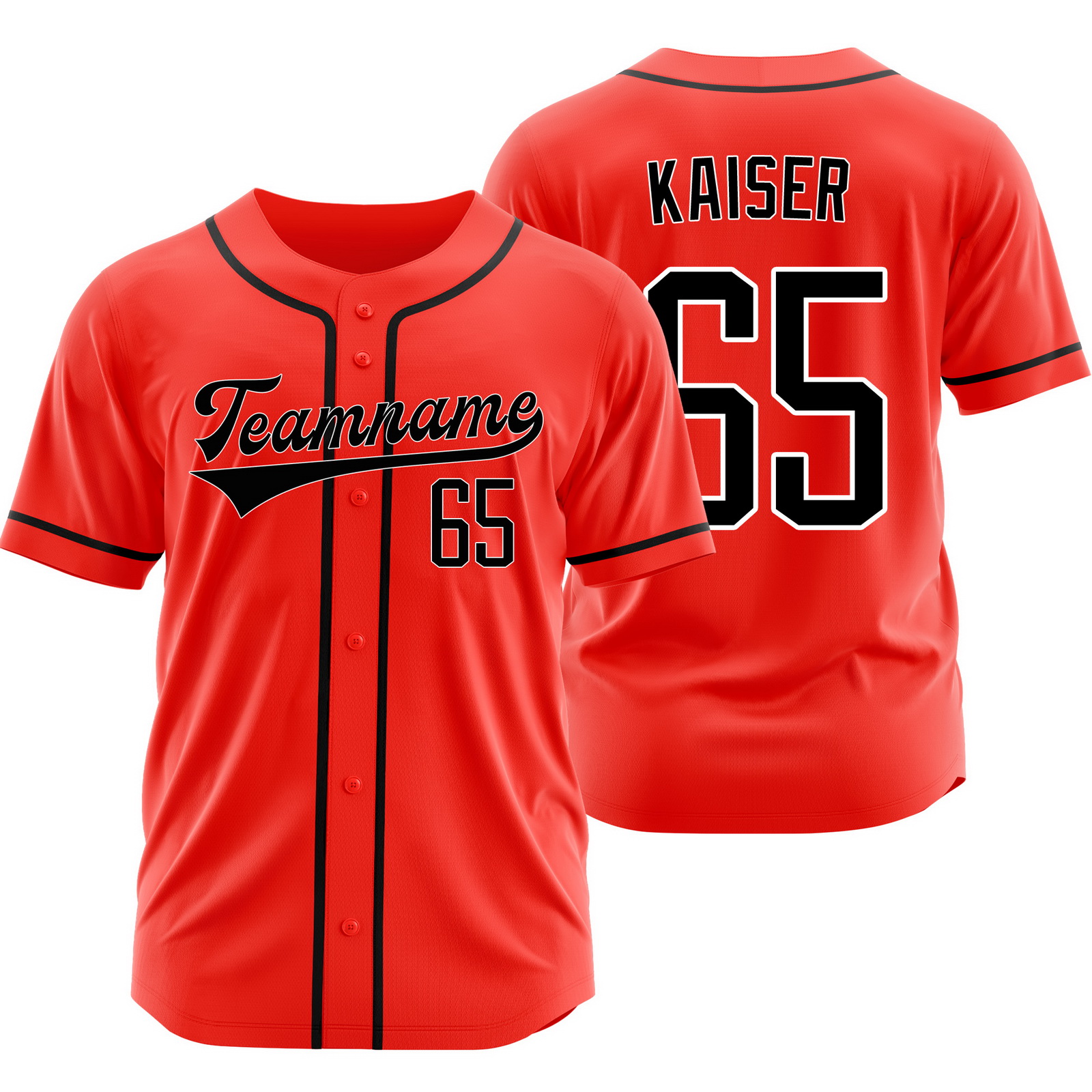 Connor Kaiser Red Black Plain Baseball Jersey Fashion Shirt