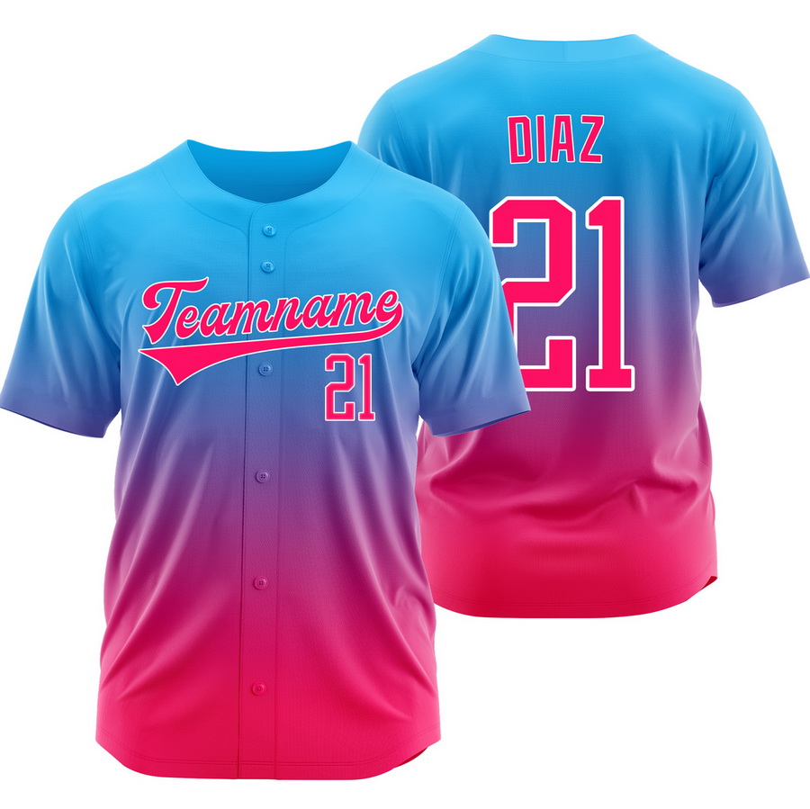 Yainer Diaz Blue Pink Baseball Jersey Hip Hop Shirt