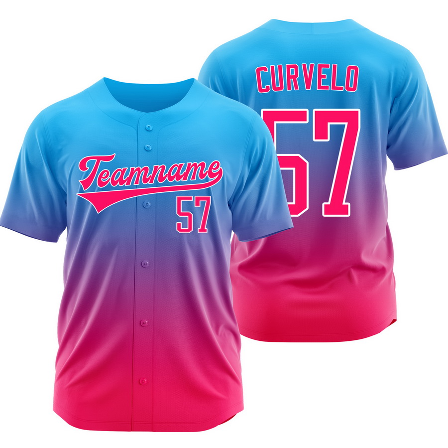 Luis Curvelo Blue Pink Gradient Baseball Jersey Sport Shirt