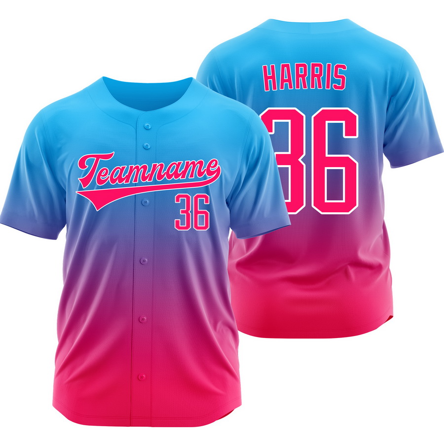 Hogan Harris Blue Pink Baseball Jersey Hip Hop Shirt
