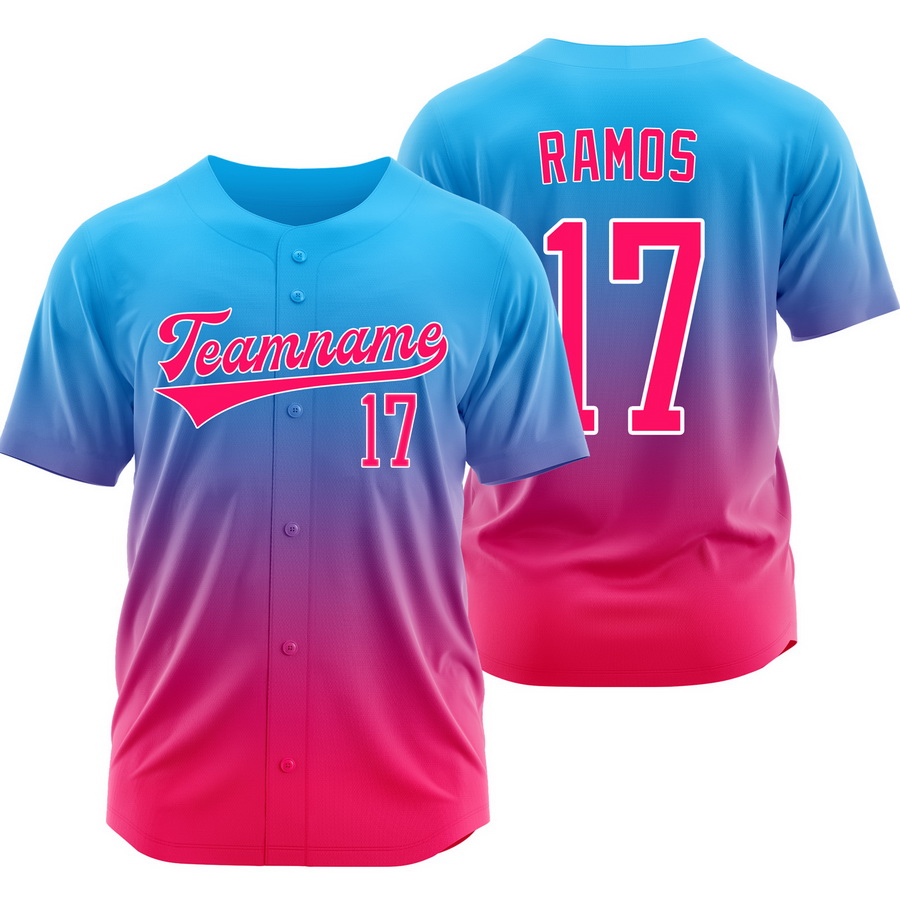 Heliot Ramos Blue Pink Gradient Baseball Jersey Softball Shirt
