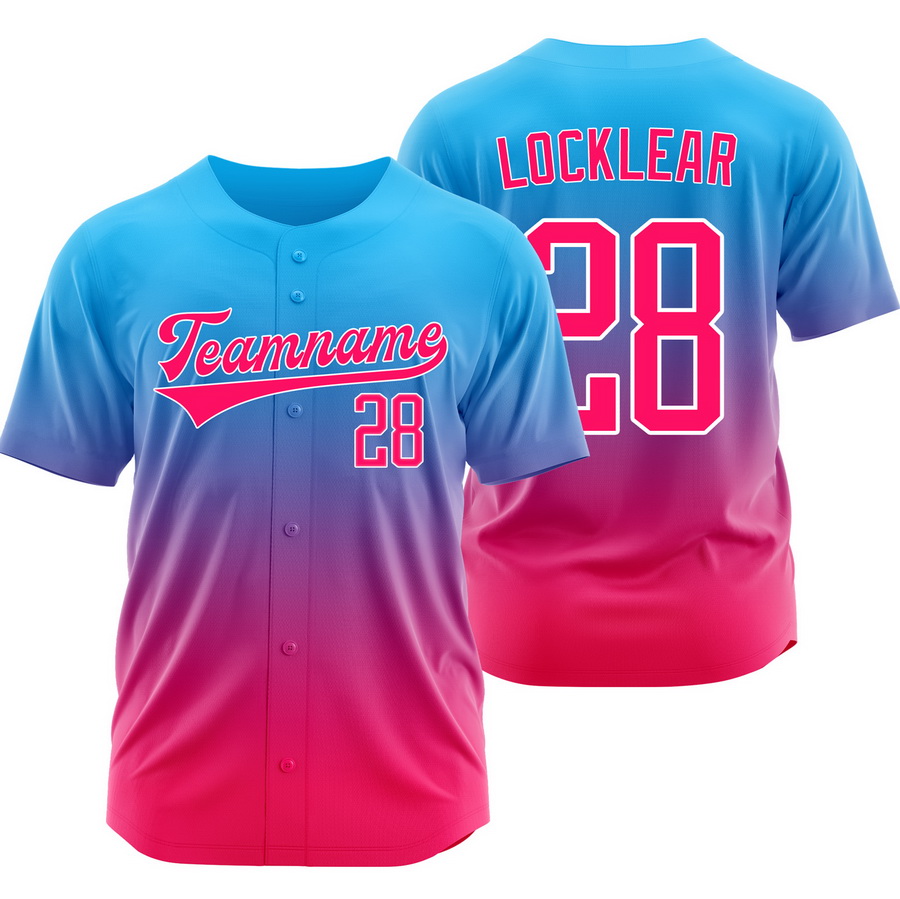 Tyler Locklear Blue Pink Gradient Baseball Jersey Softball Shirt