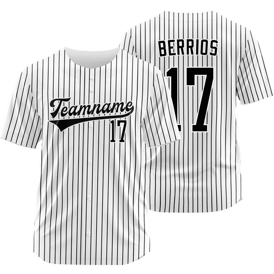 Jose Berrios White Black Pinstripe Baseball Jersey Sport Shirt
