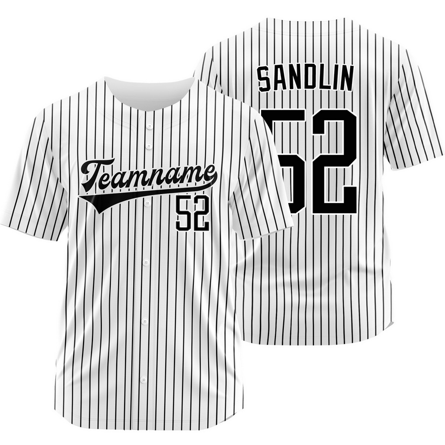 Nick Sandlin White Black Pinstripe Baseball Jersey Fashion Shirt