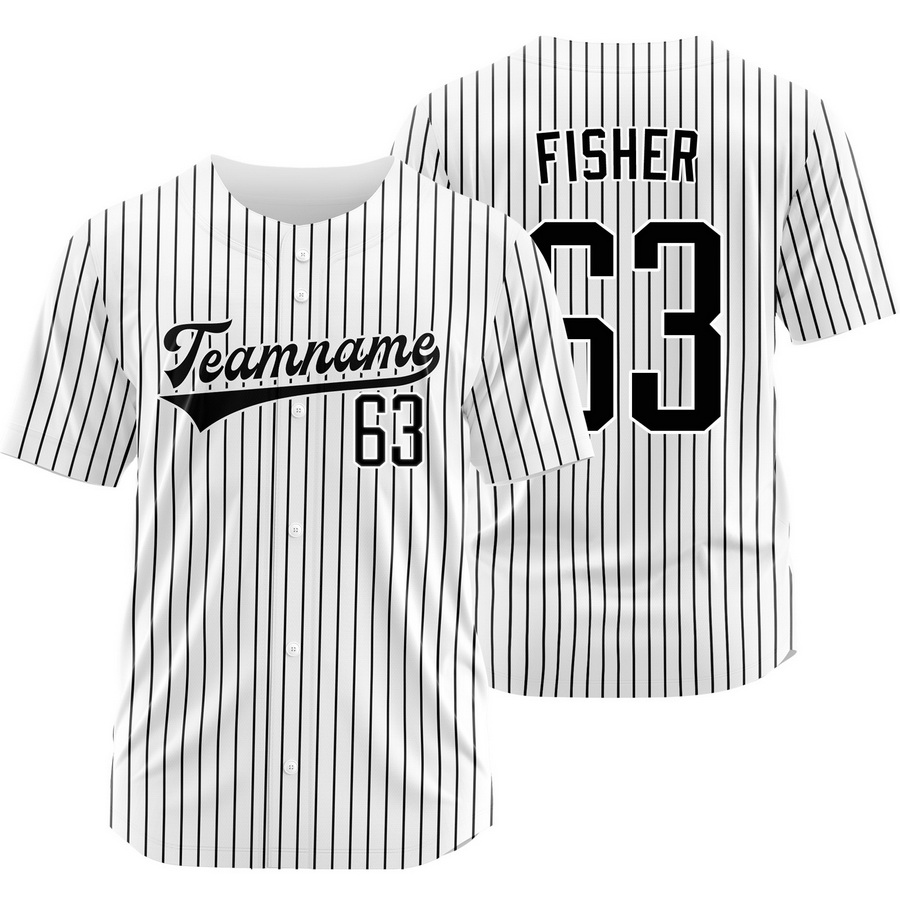 Braydon Fisher White Black Pinstripe Baseball Jersey Team Shirt
