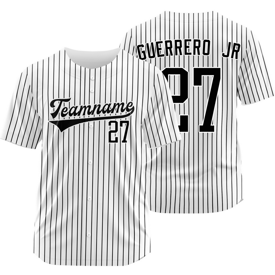 Vladimir Guerrero Jr. White Black Pinstripe Baseball Jersey