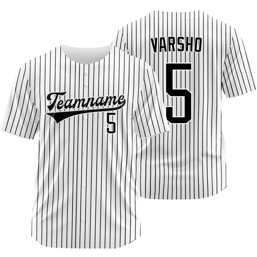 Daulton Varsho White Black Pinstripe Baseball Jersey Fashion Shirt