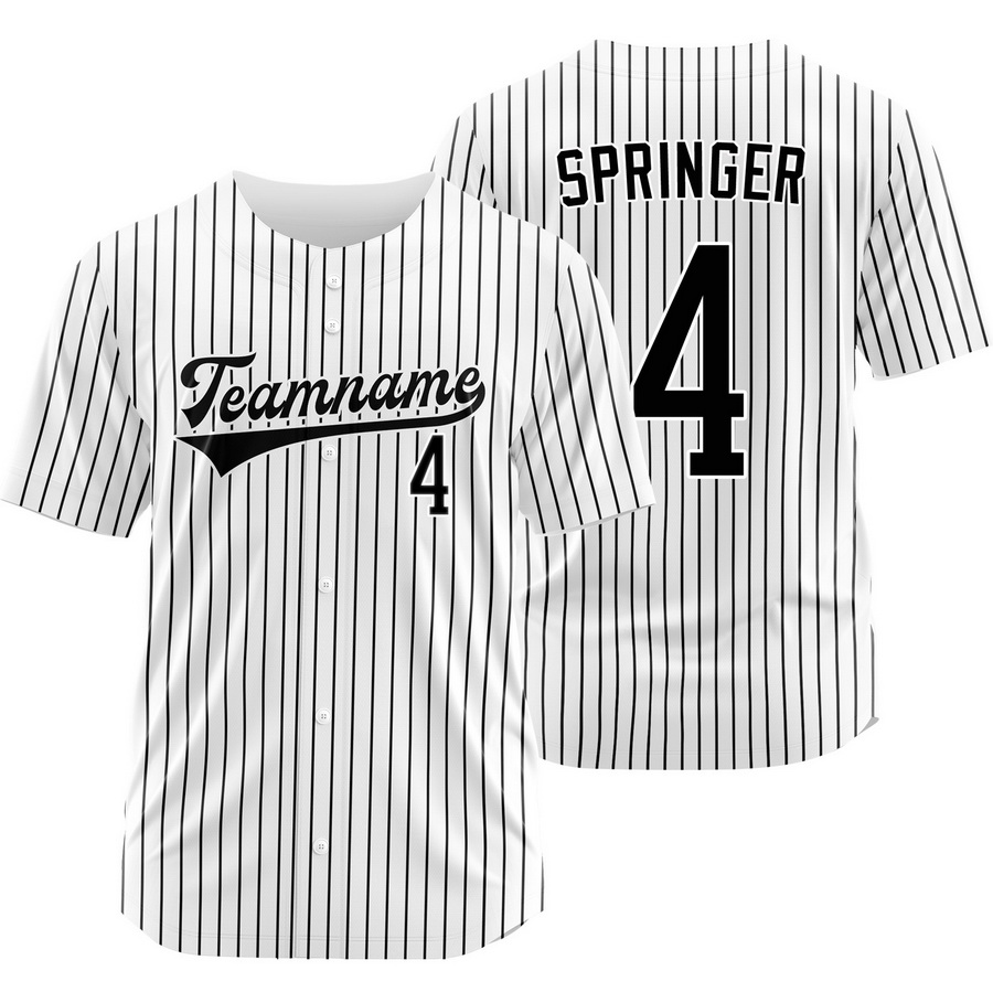 George Springer White Black Pinstripe Baseball Jersey Team Shirt