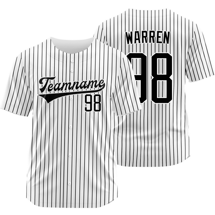 Will Warren White Black Pinstripe Baseball Jersey Outdoor Shirt