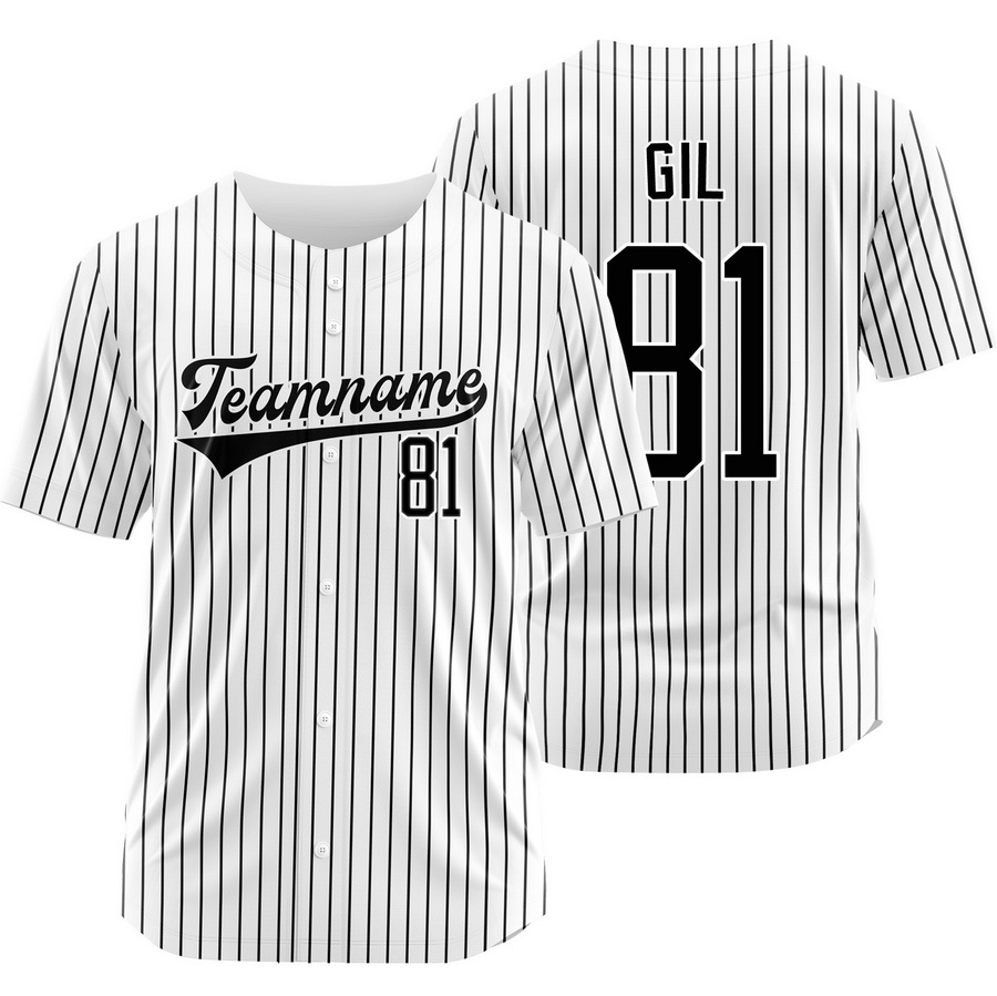 Luis Gil White Black Pinstripe Baseball Jersey Team Shirt