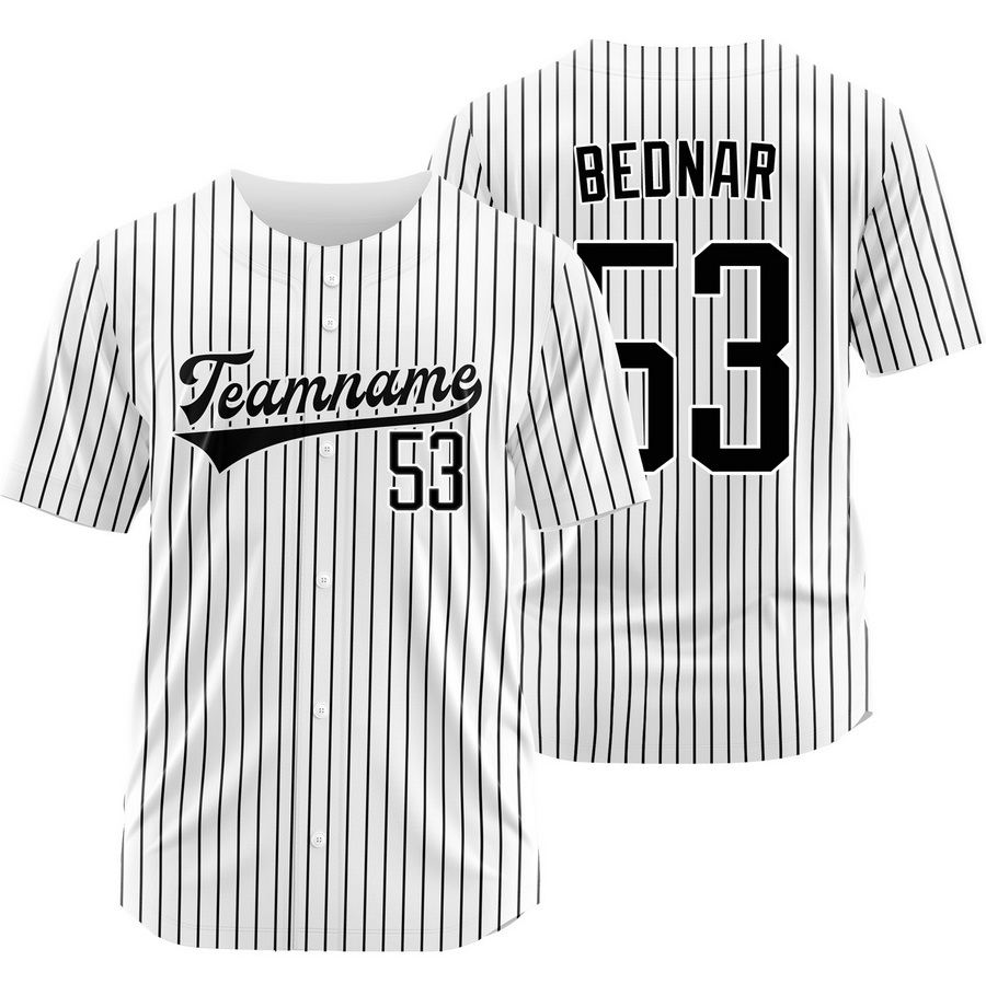 David Bednar White Black Pinstripe Baseball Jersey Sport Shirt