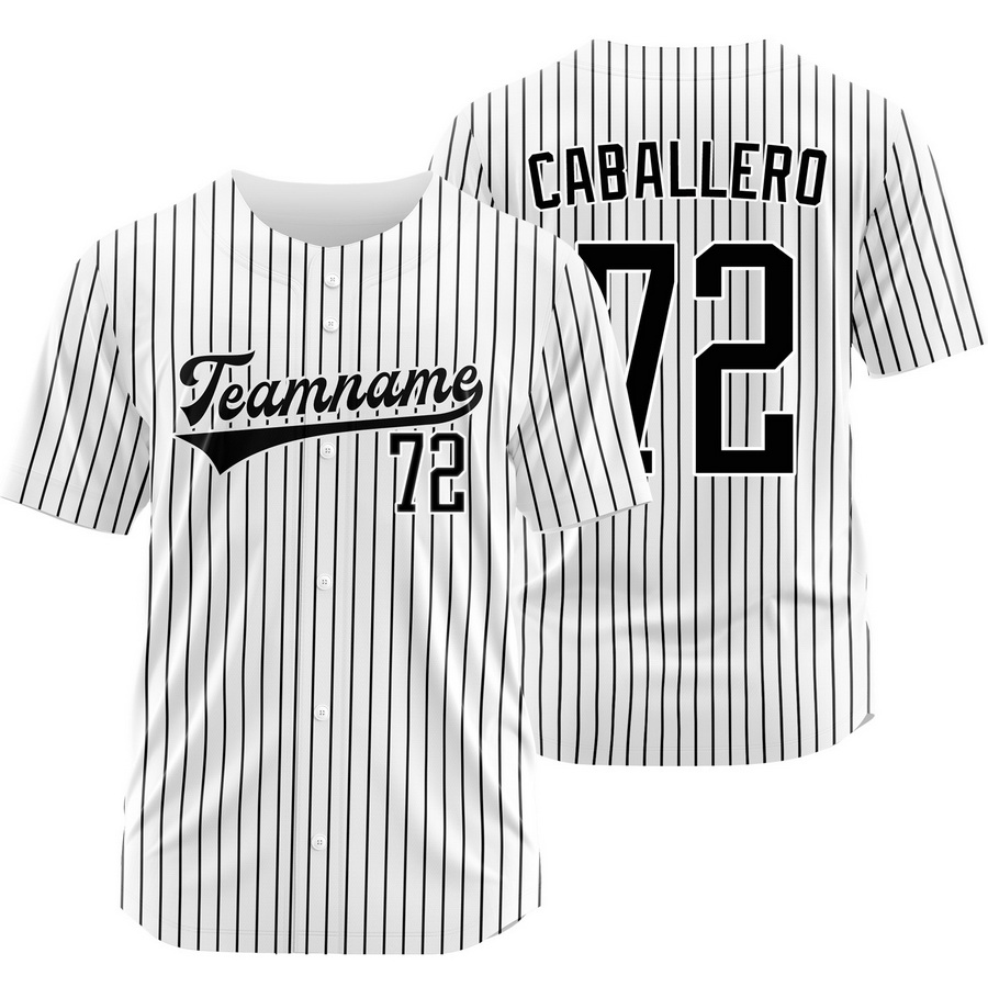 Jose Caballero White Black Pinstripe Baseball Jersey Sport Shirt