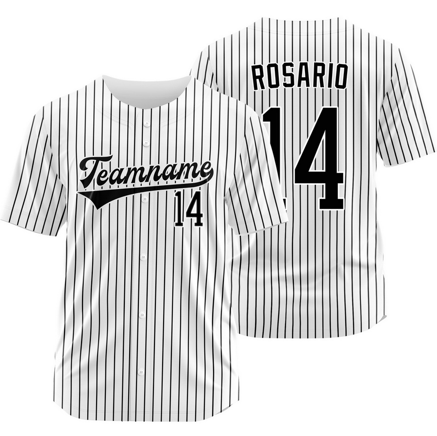 Amed Rosario White Black Pinstripe Baseball Jersey Fashion Shirt