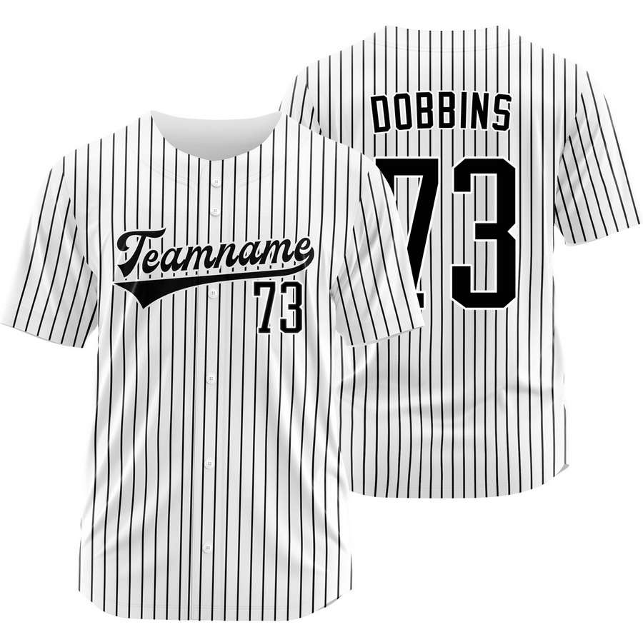 Hunter Dobbins White Black Pinstripe Baseball Jersey Fashion Shirt