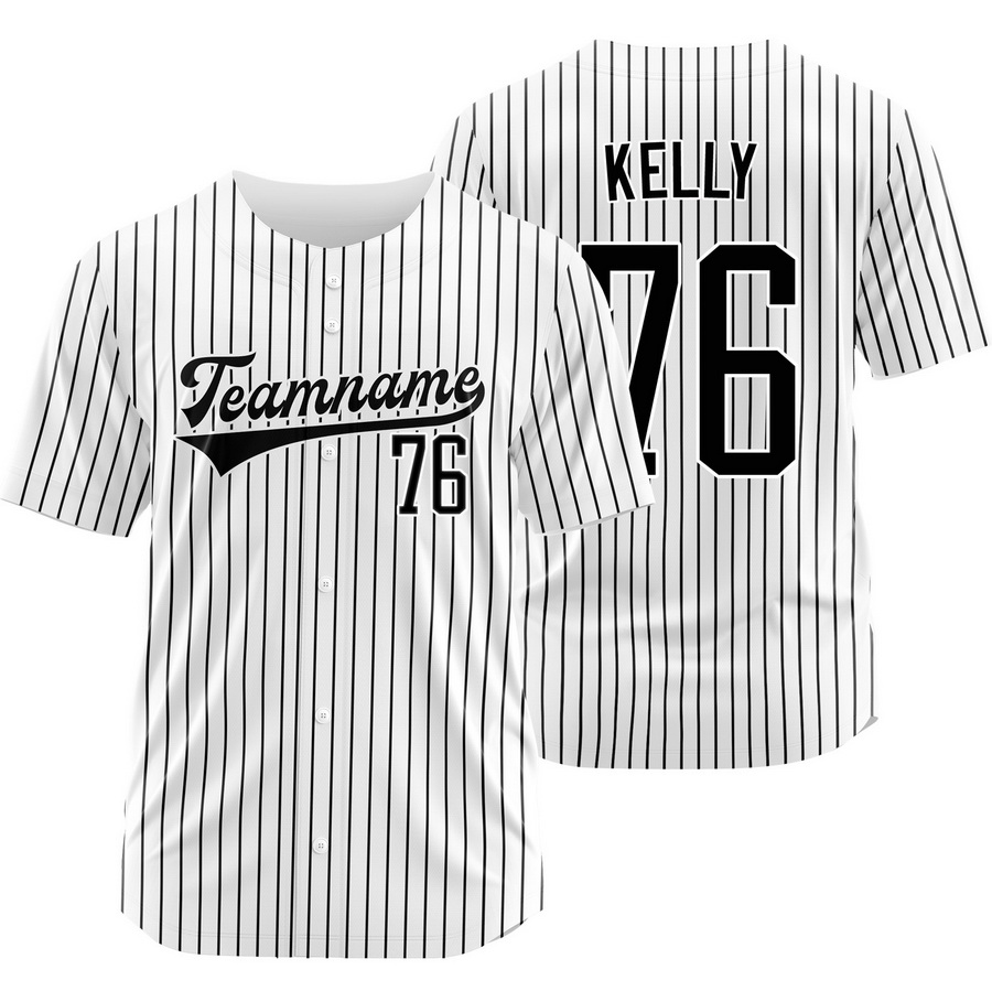 Zack Kelly White Black Pinstripe Baseball Jersey Outdoor Shirt